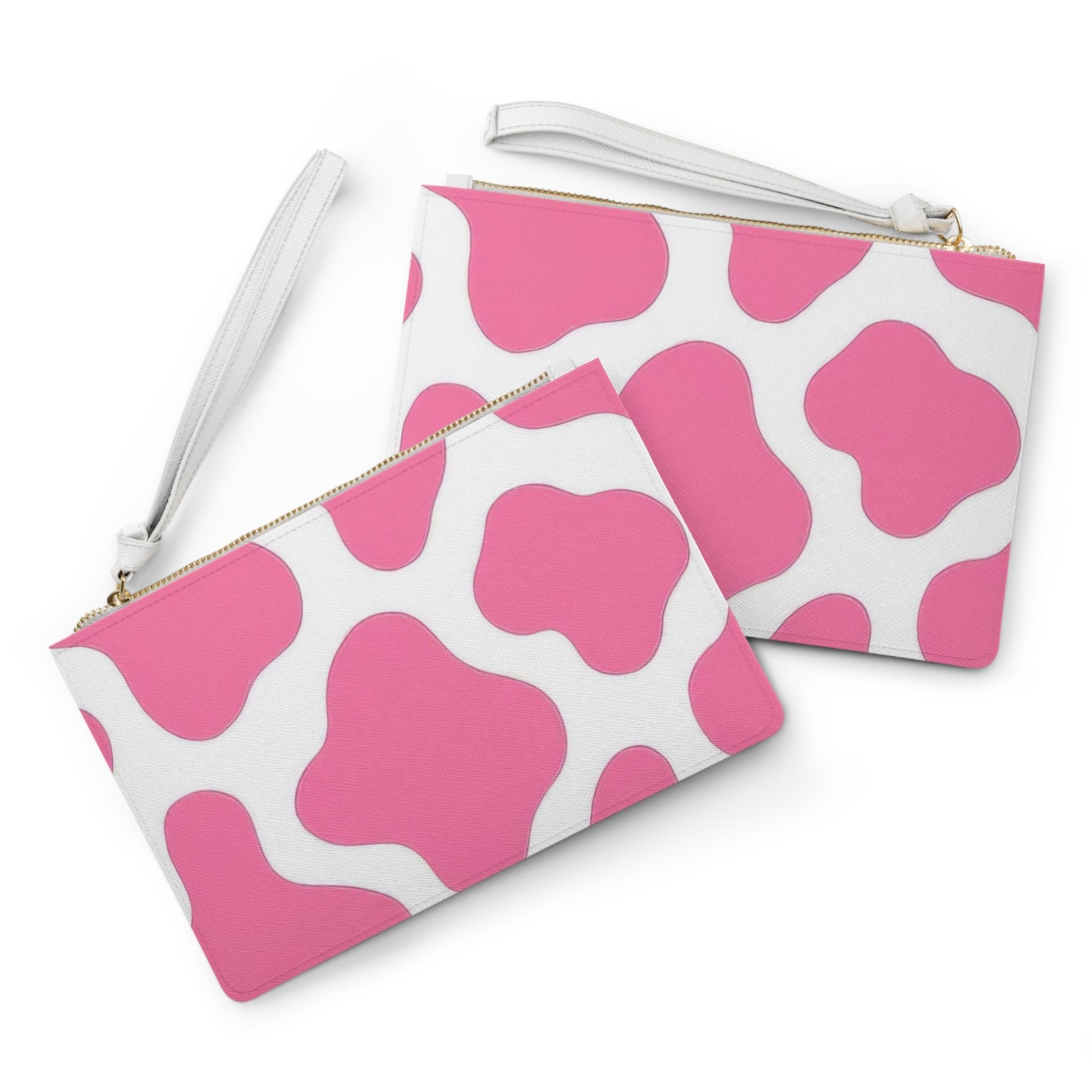 Pink and White Cow Print Clutch Bag, Artsulli - Art is Long, Life is Short, Bags, , , , , , , 