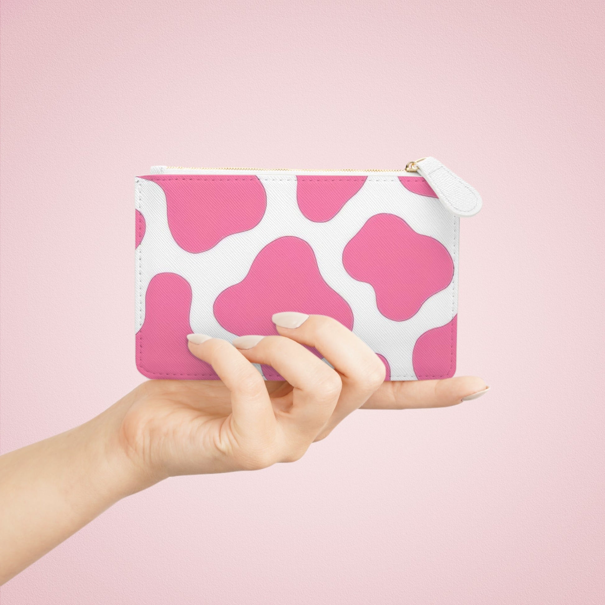 Pink and White Cow Print Clutch Bag, Artsulli - Art is Long, Life is Short, Bags, , , , , , , 