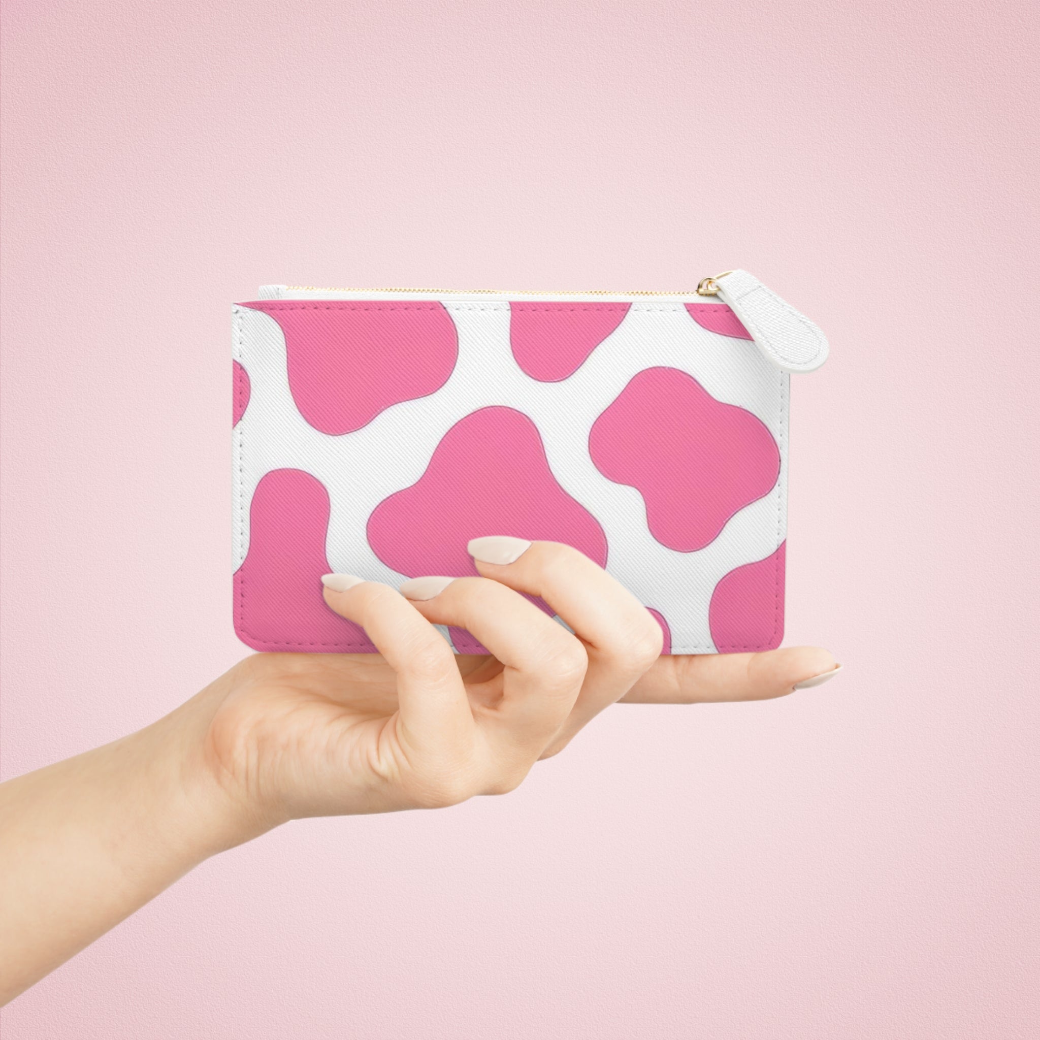 Pink and White Cow Print Clutch Bag, Artsulli - Art is Long, Life is Short, Bags, , , , , , , 