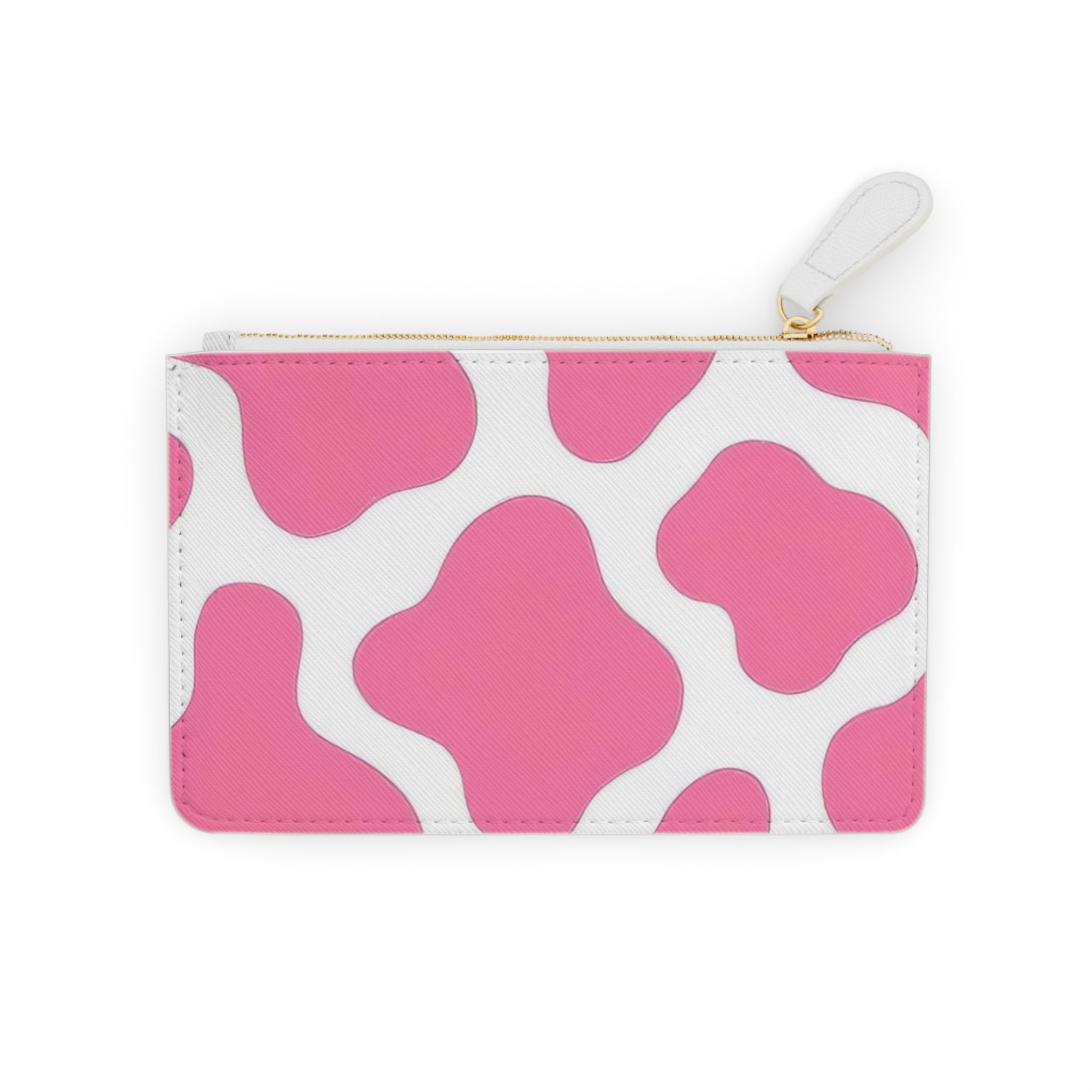 Pink and White Cow Print Clutch Bag, Artsulli - Art is Long, Life is Short, Bags, Size, 6.3” x 4”, Color, White, , , 60192850021733794174