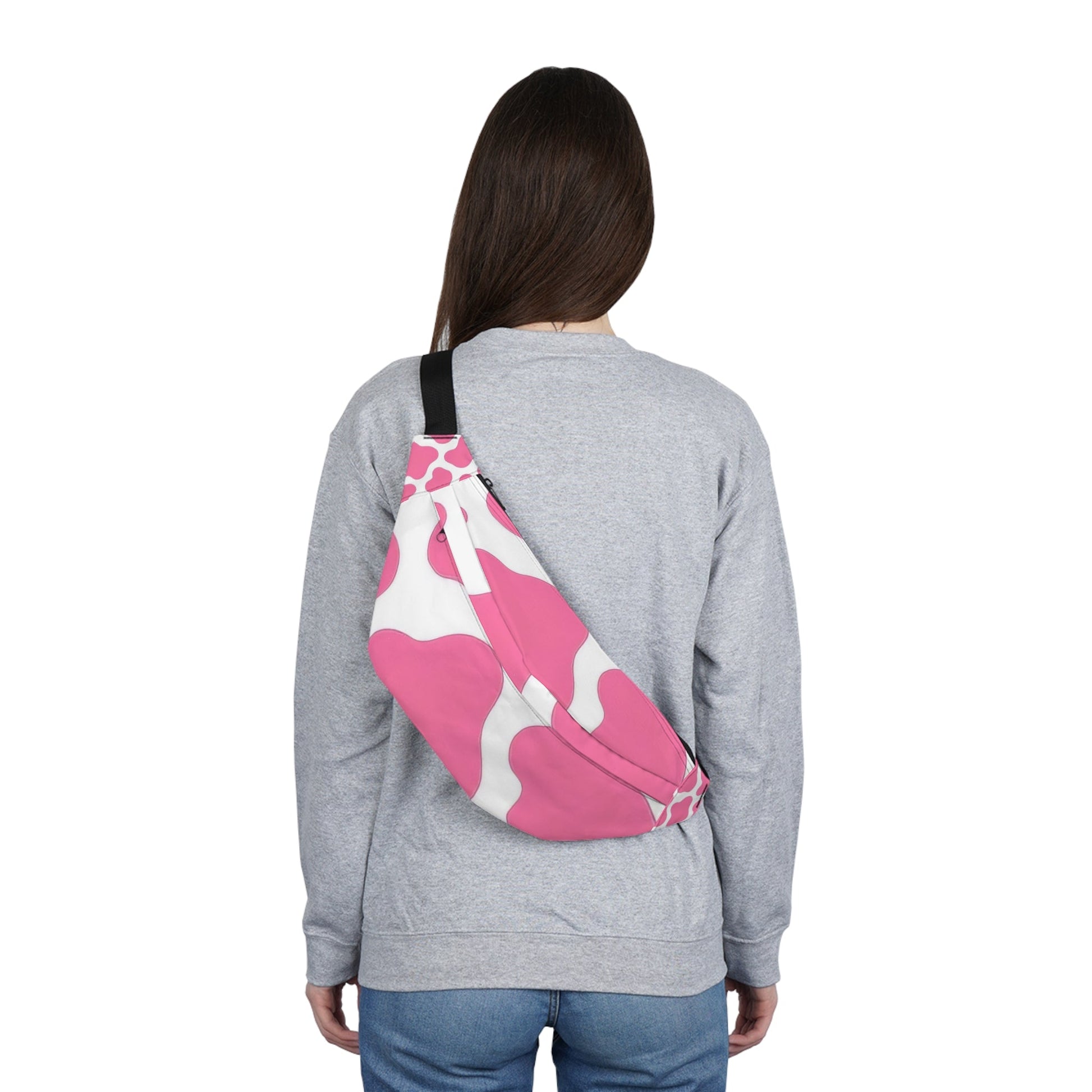 Pink and White Cow Print Fanny Pack, Artsulli - Art is Long, Life is Short, Bags, , , , , , , 
