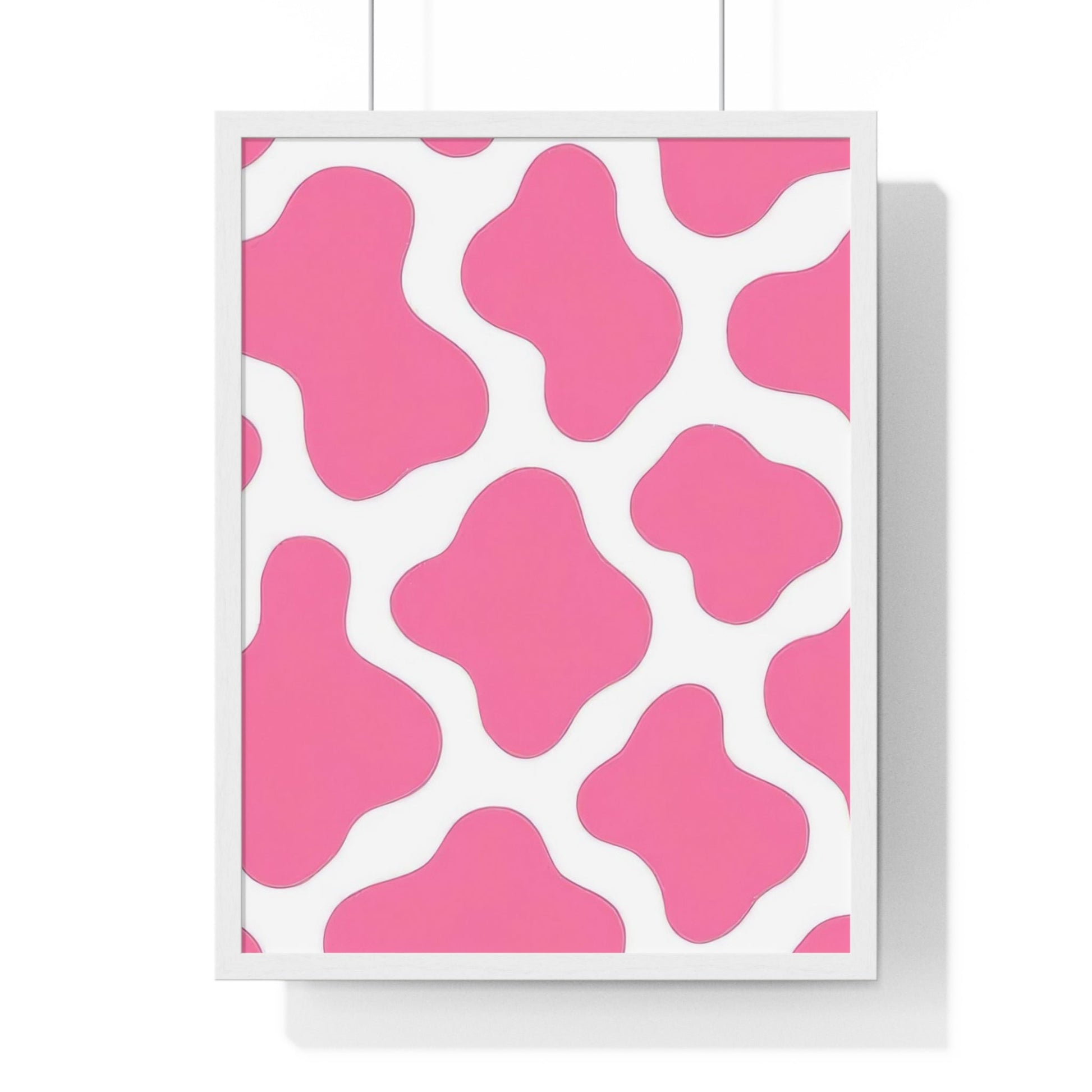 Printify Pink and White Cow Print Framed Poster 2025