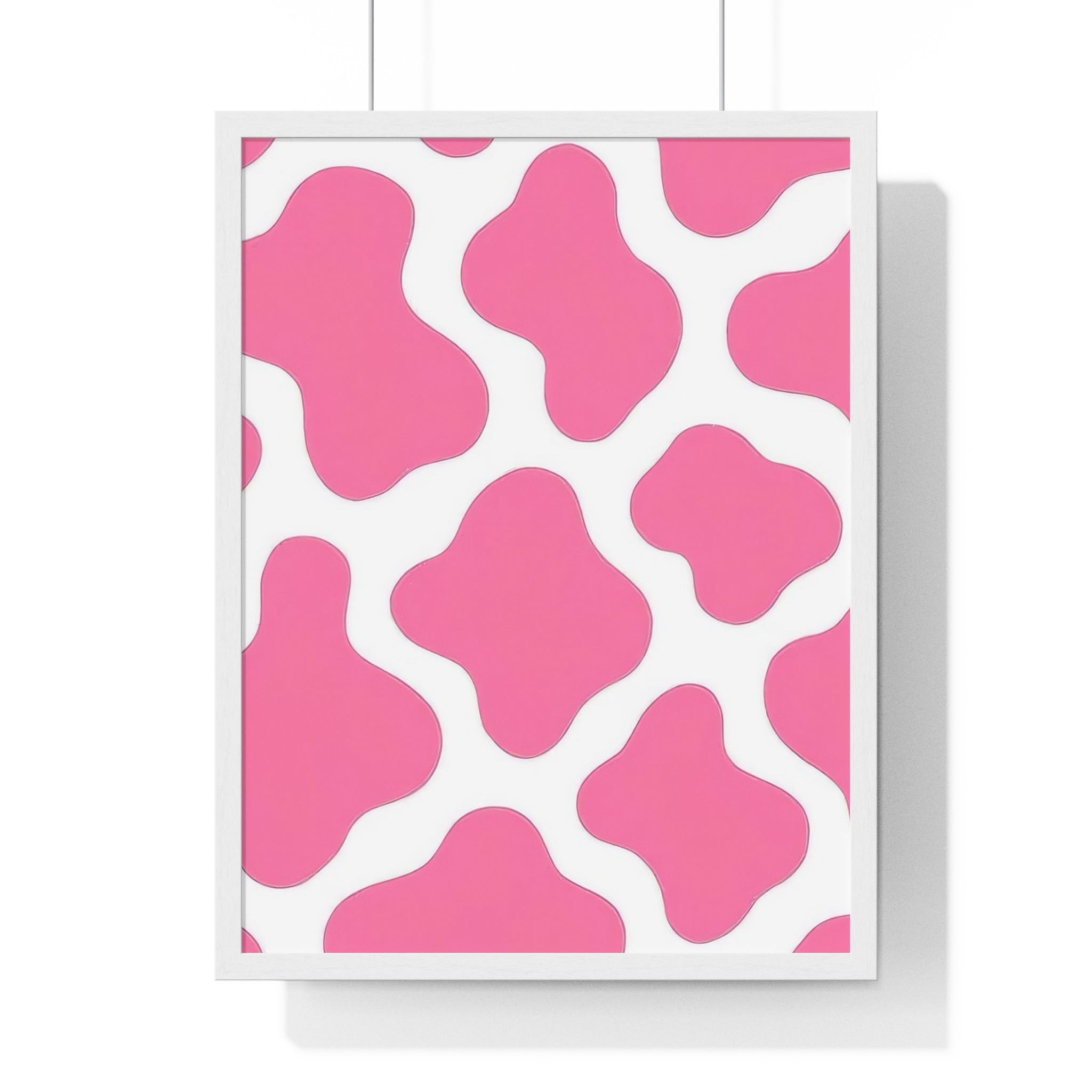 Printify Pink and White Cow Print Framed Poster 2025
