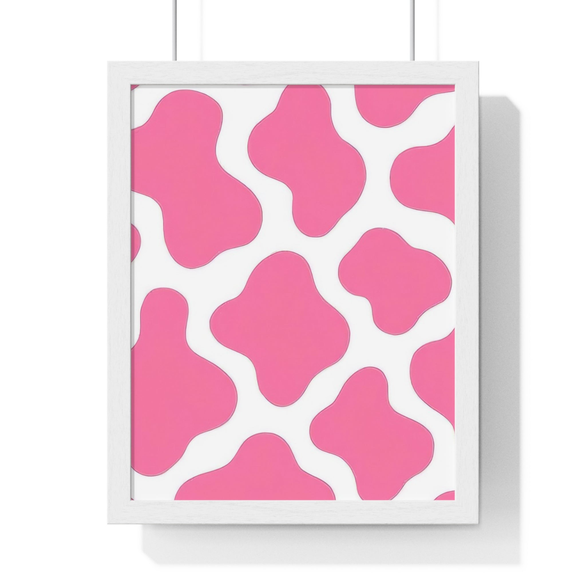 Printify Pink and White Cow Print Framed Poster 2025
