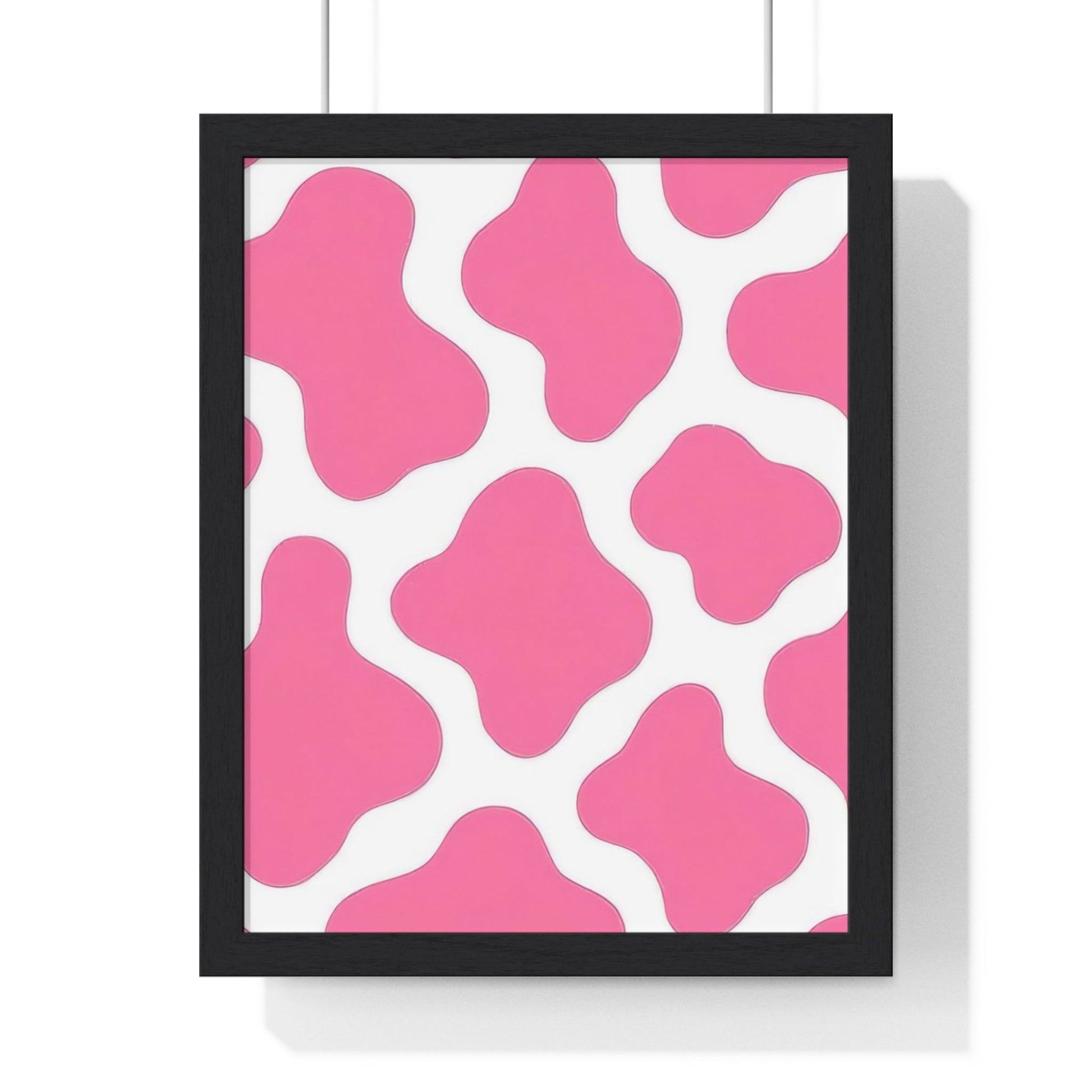 Printify Pink and White Cow Print Framed Poster 2025