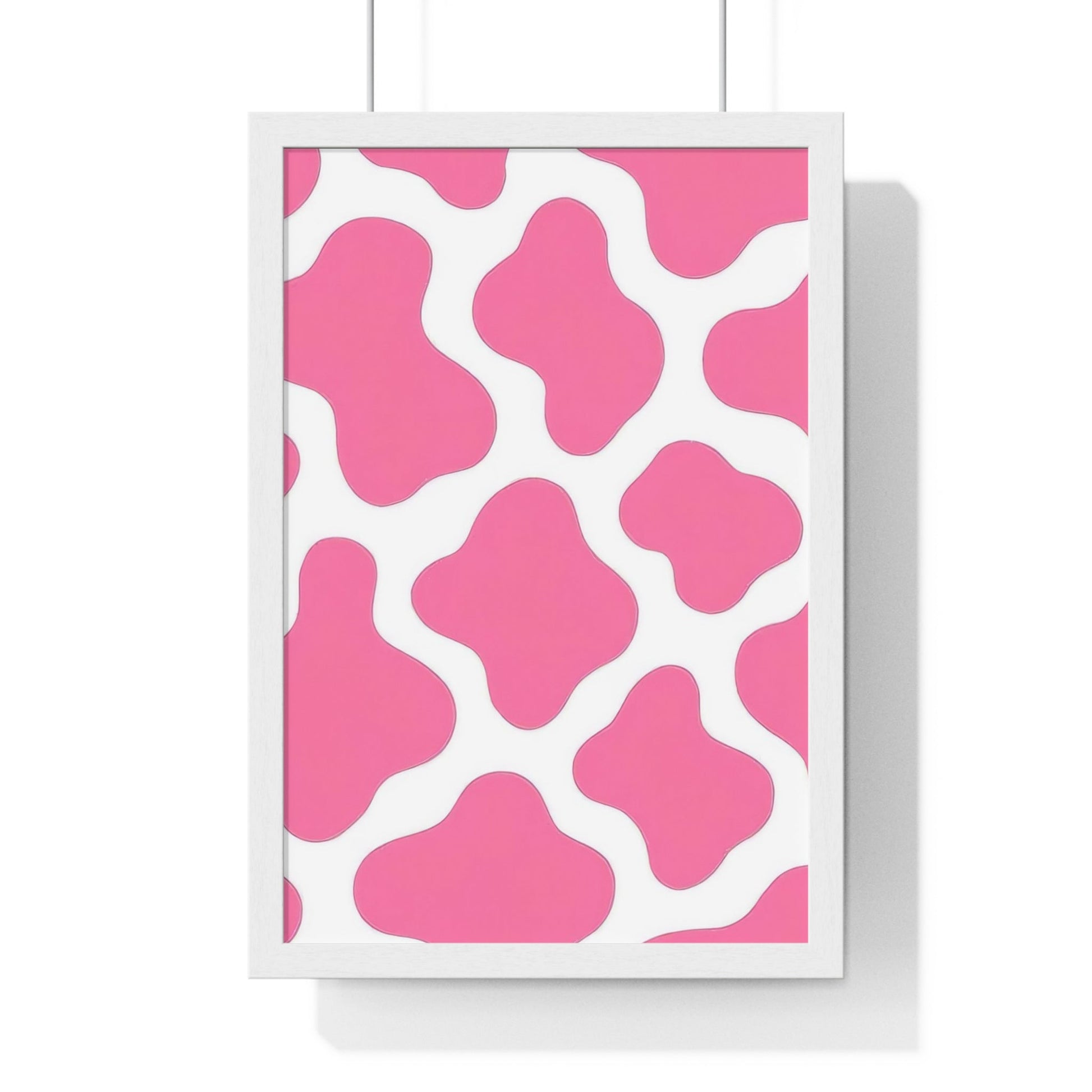 Printify Pink and White Cow Print Framed Poster 2025