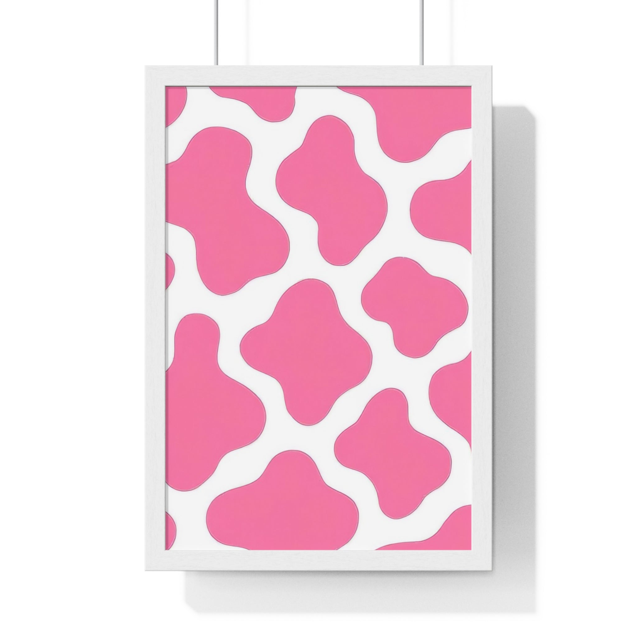 Printify Pink and White Cow Print Framed Poster 2025
