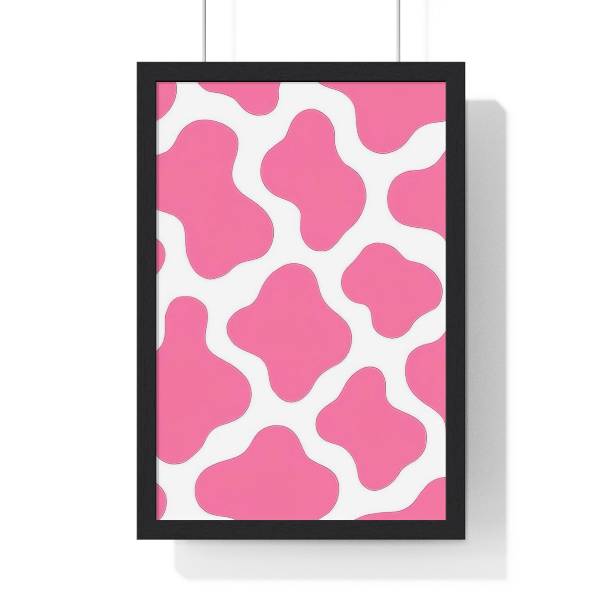 Printify Pink and White Cow Print Framed Poster 2025