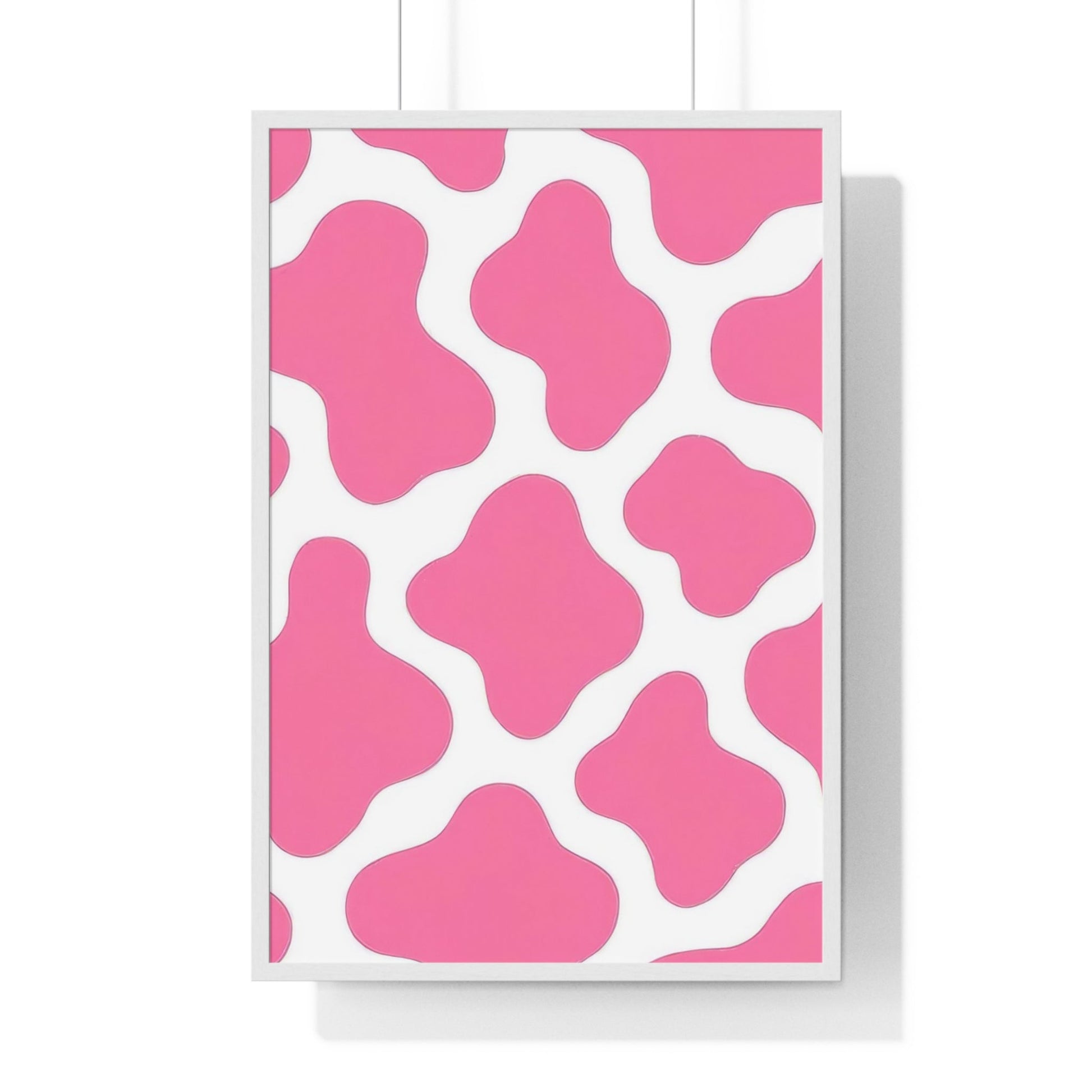 Printify Pink and White Cow Print Framed Poster 2025