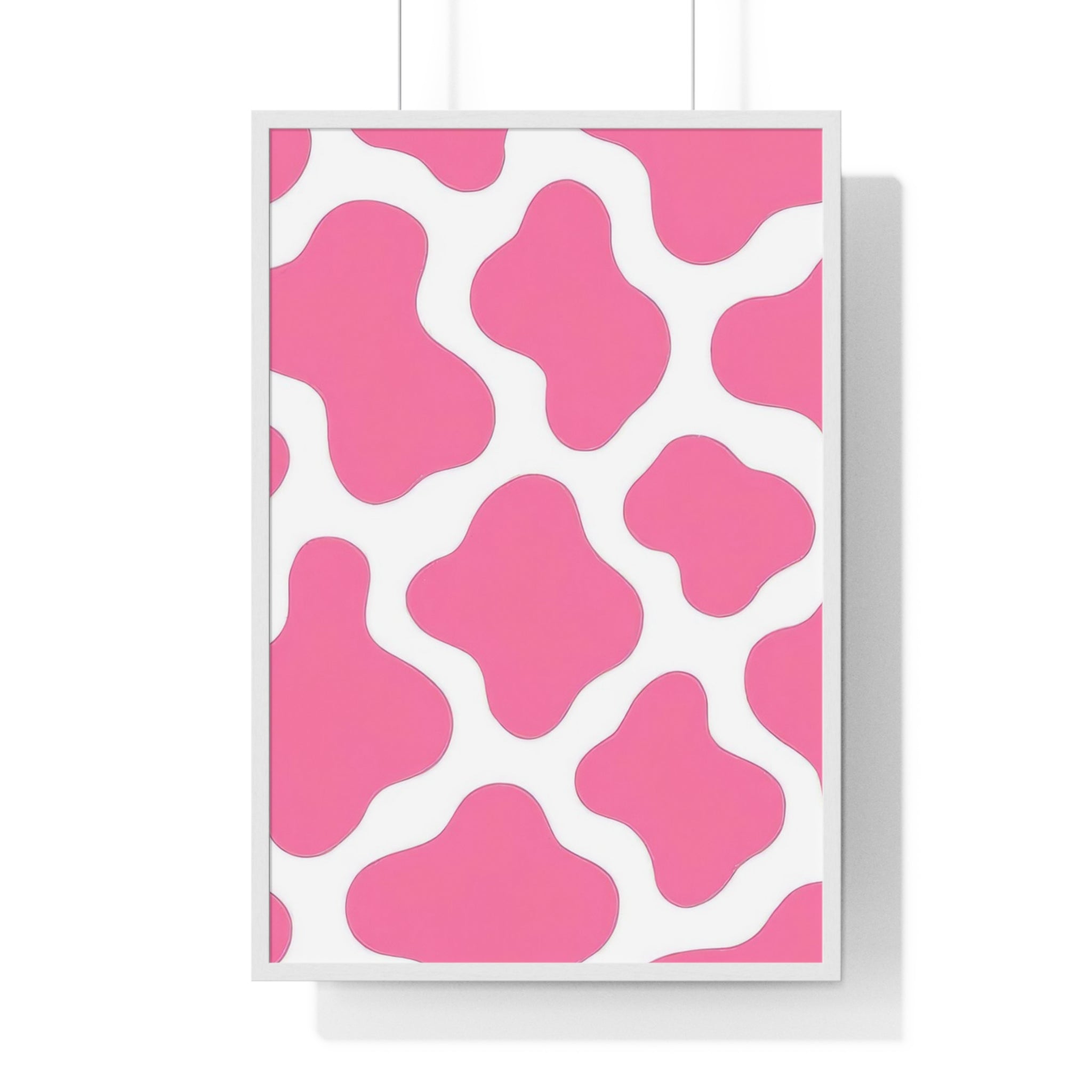 Printify Pink and White Cow Print Framed Poster 2025