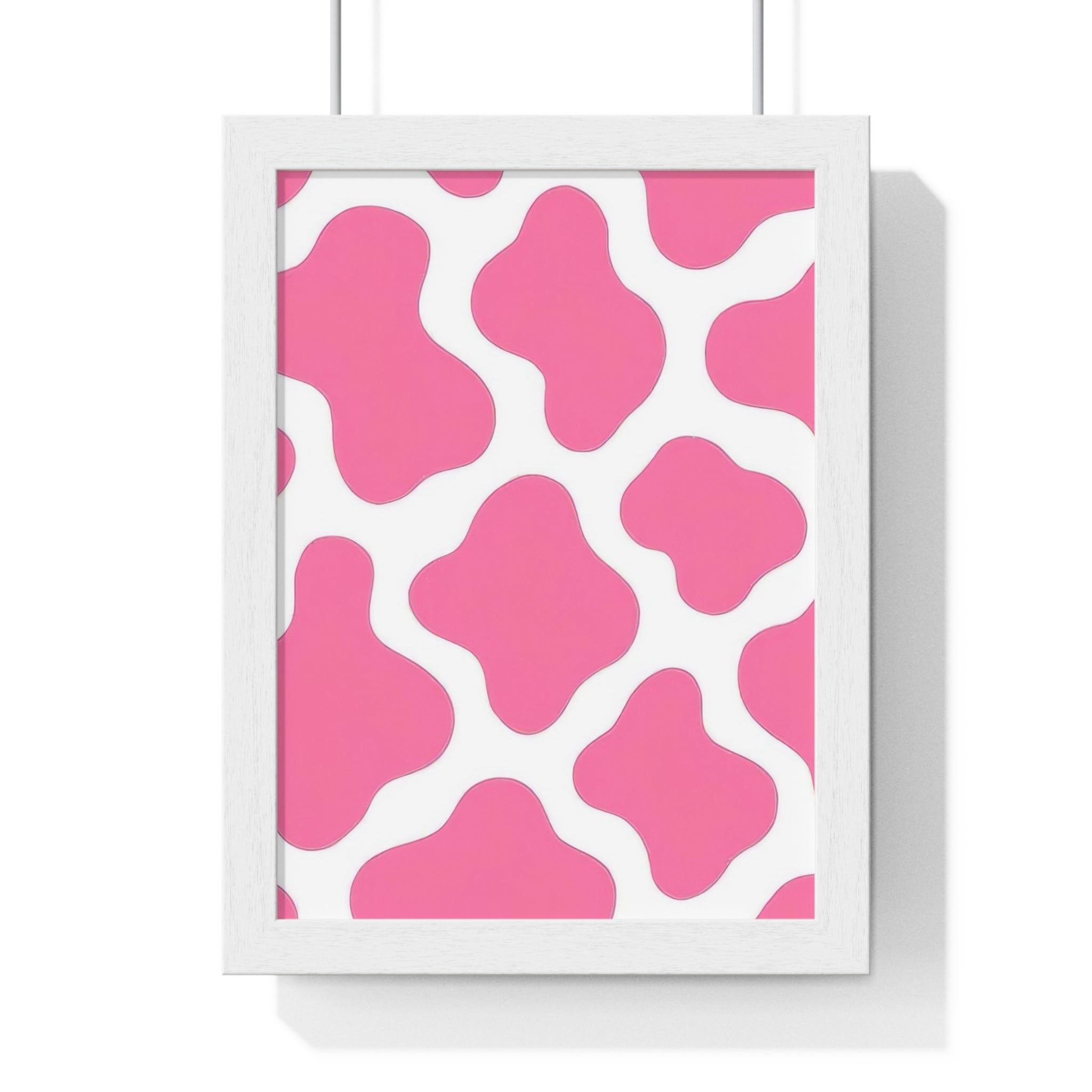 Printify Pink and White Cow Print Framed Poster 2025