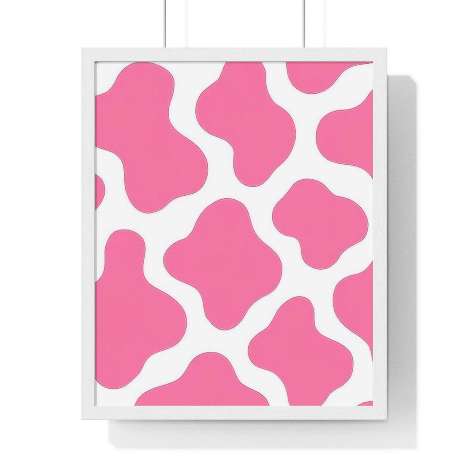 Printify Pink and White Cow Print Framed Poster 2025