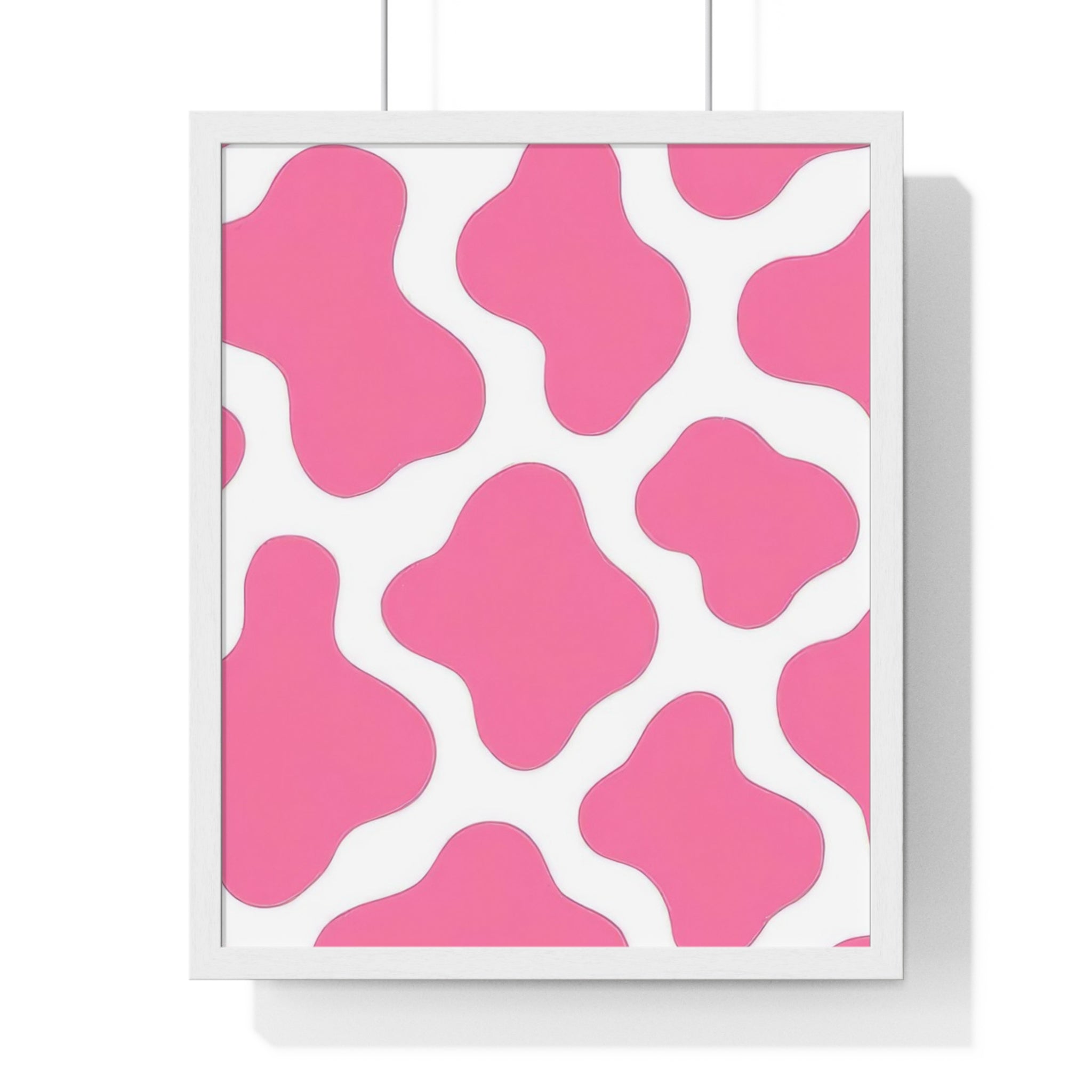 Printify Pink and White Cow Print Framed Poster 2025