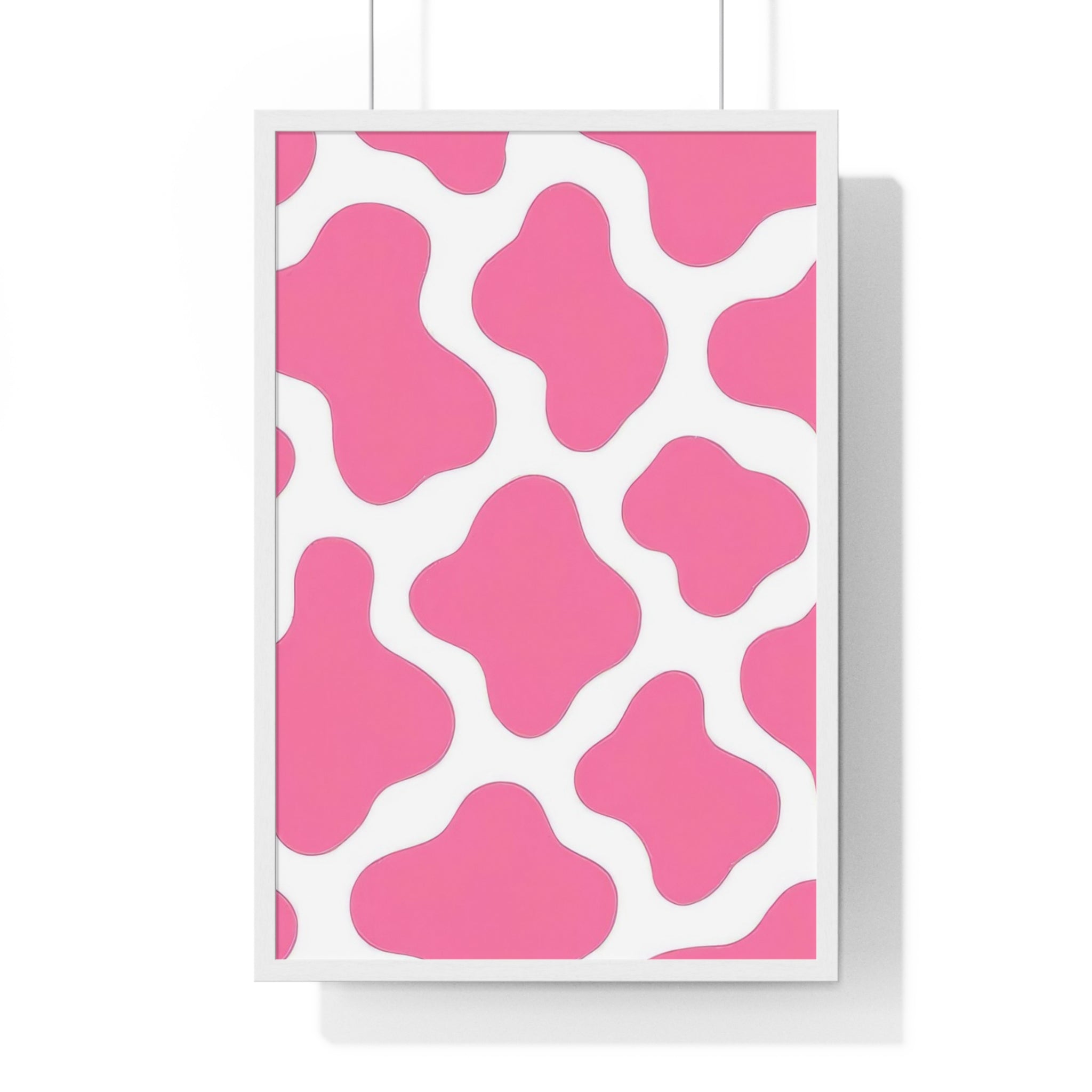 Printify Pink and White Cow Print Framed Poster 2025