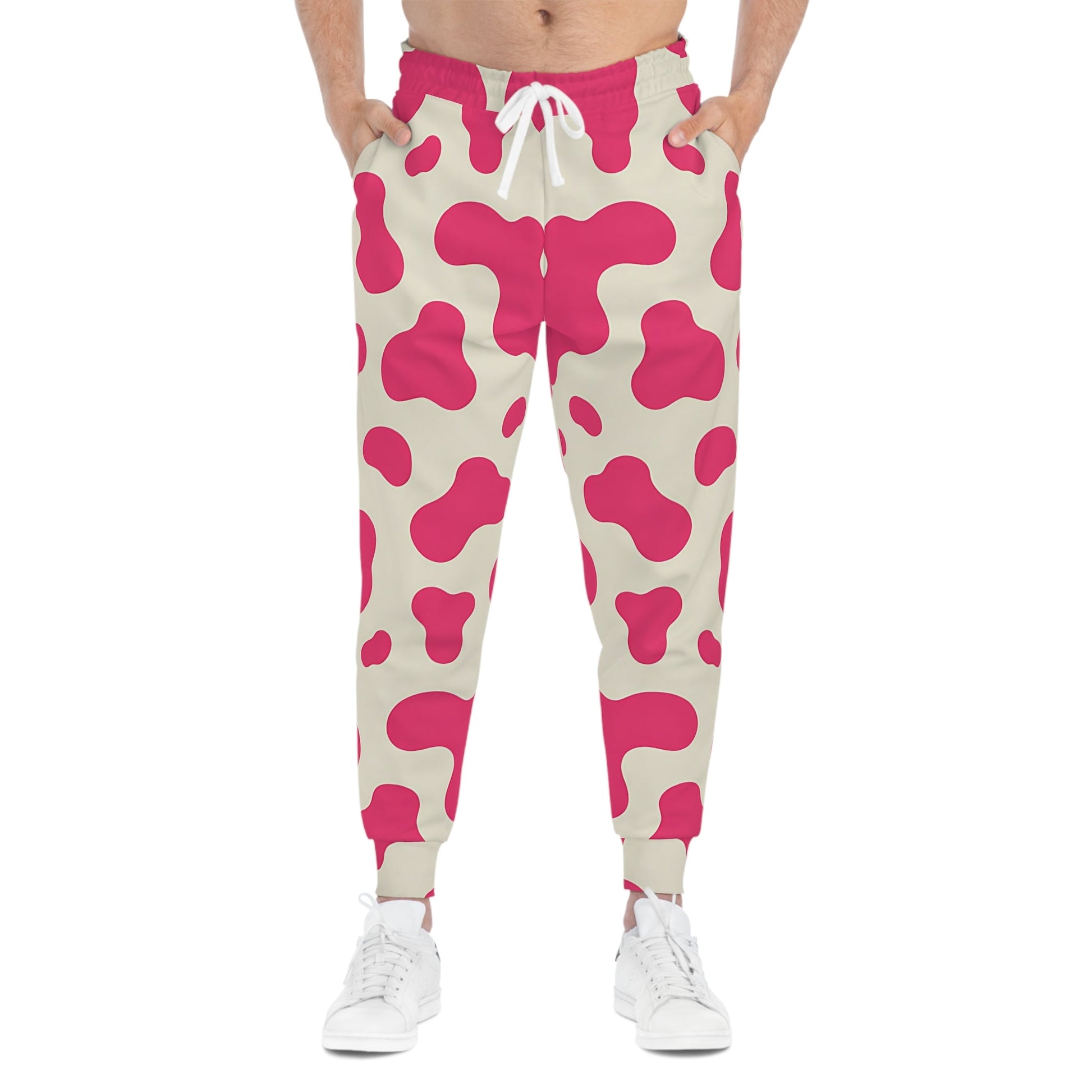 Pink and White Cow Print Joggers, Artsulli - Art is Long, Life is Short, All Over Prints, , , , , , , 