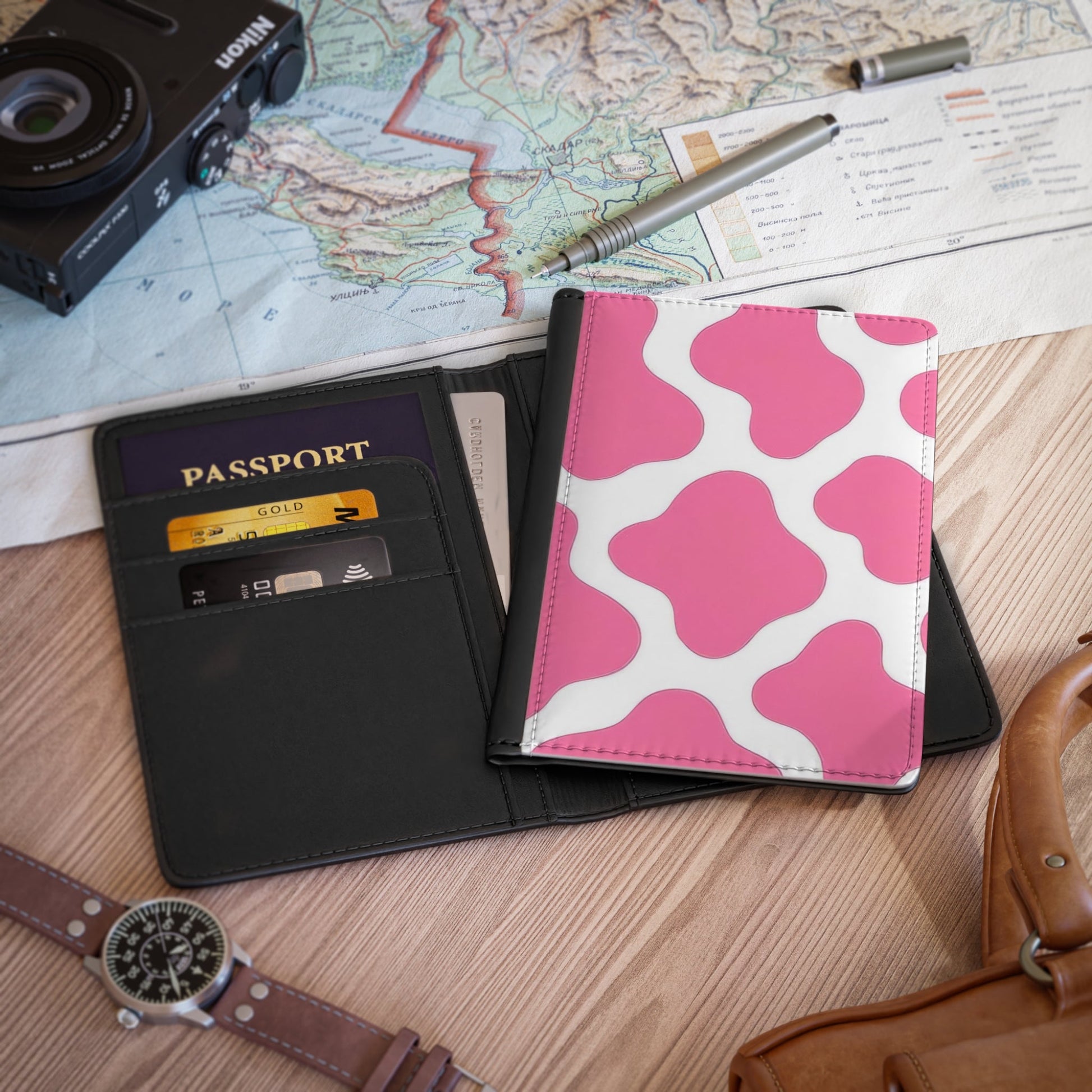 Pink and White Cow Print Passport Cover, Artsulli - Art is Long, Life is Short, Accessories, , , , , , , 