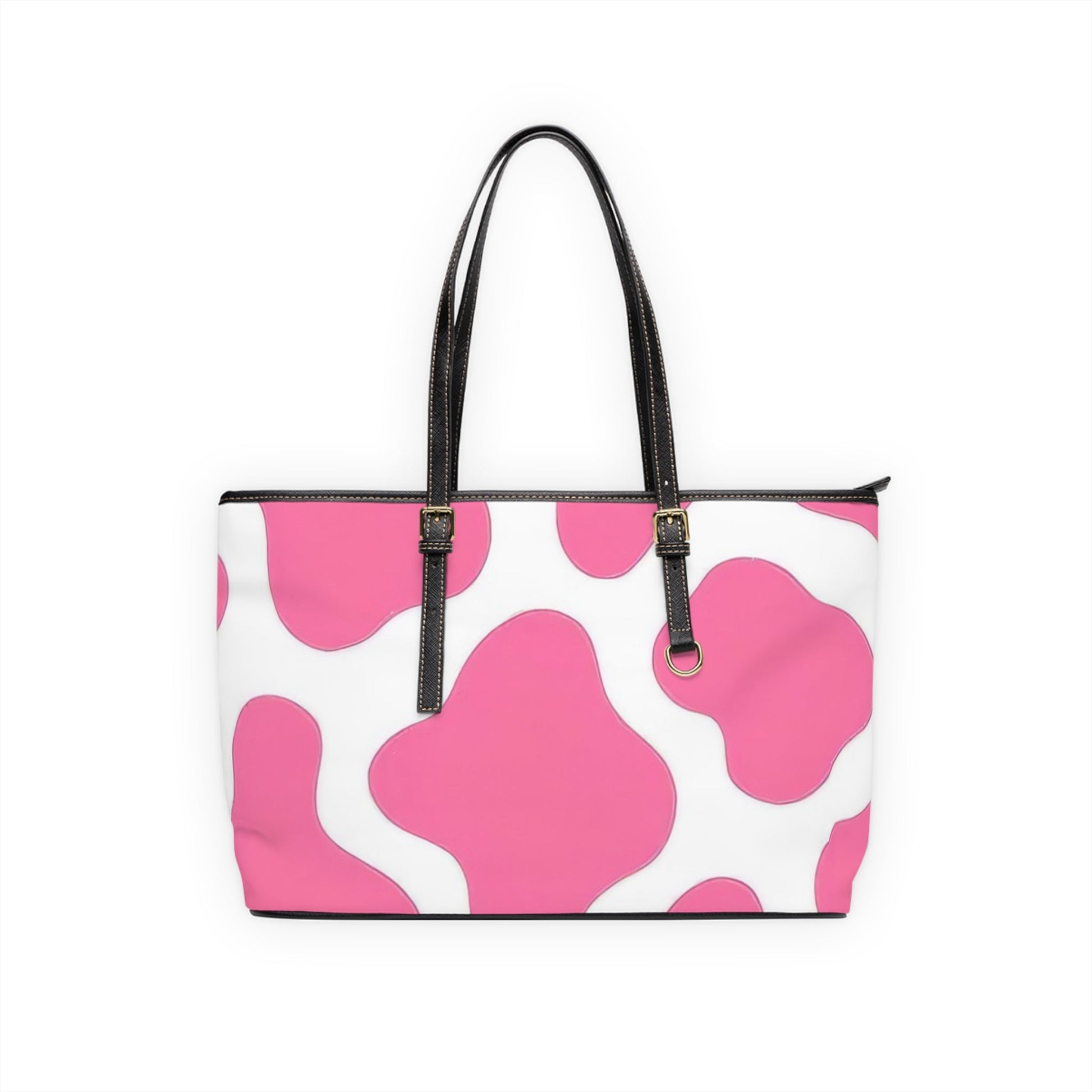 Pink and White Cow Print Shoulder Bag, Artsulli - Art is Long, Life is Short, Bags, Size, 17" x 11", Color, Black, , , 16070303576914232684
