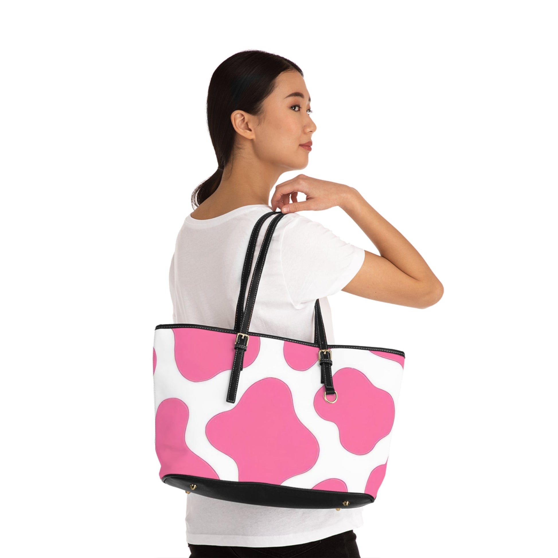 Pink and White Cow Print Shoulder Bag, Artsulli - Art is Long, Life is Short, Bags, , , , , , , 