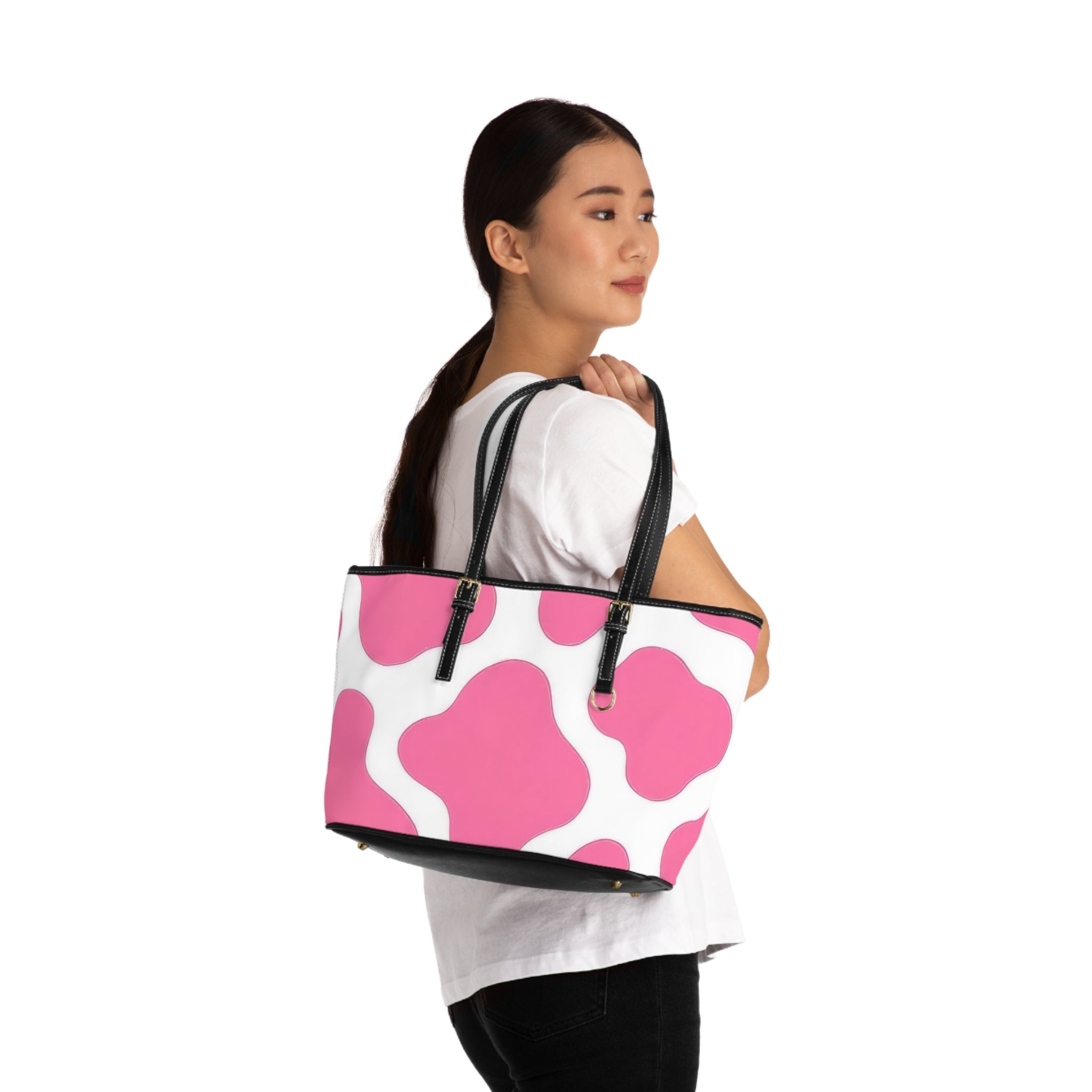 Pink and White Cow Print Shoulder Bag, Artsulli - Art is Long, Life is Short, Bags, , , , , , , 