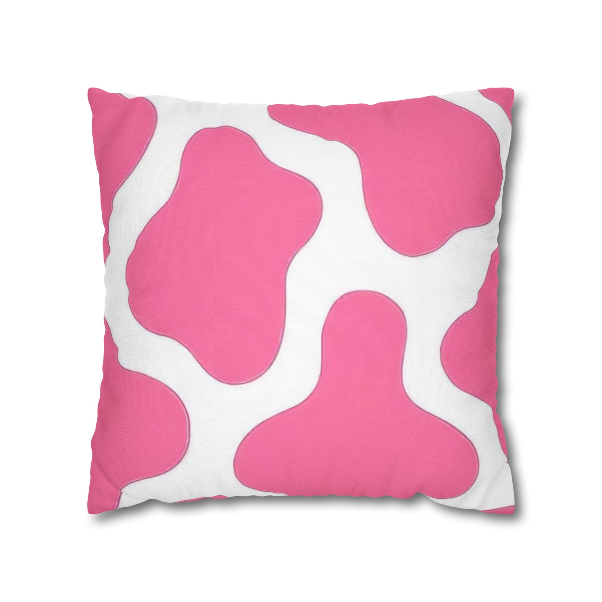 Pink and White Cow Print Throw Pillow, Artsulli - Art is Long, Life is Short, Home Decor, Size, 18" × 18", , , , , 24211102432226586547