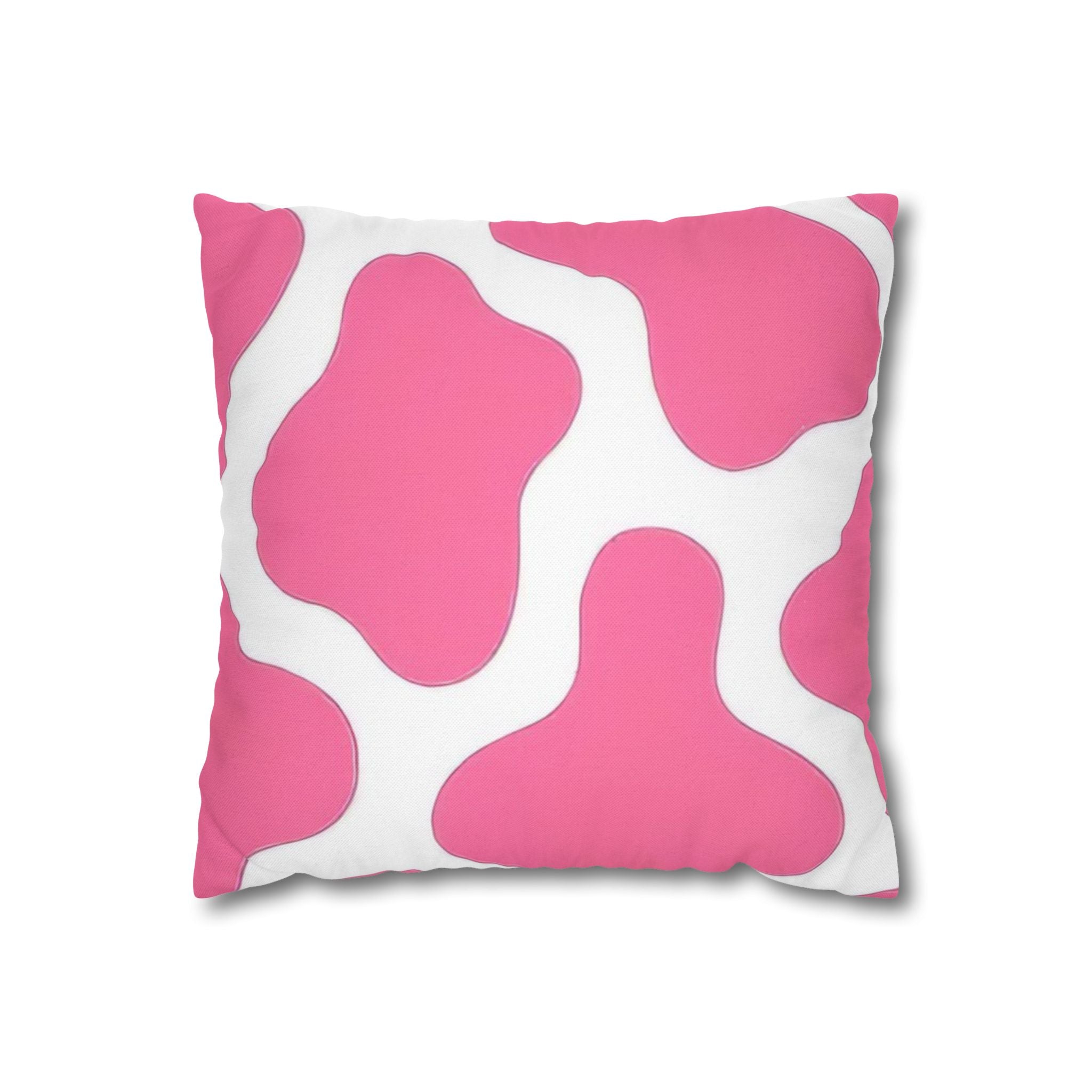 Printify Pink and White Cow Print Throw Pillow 2025