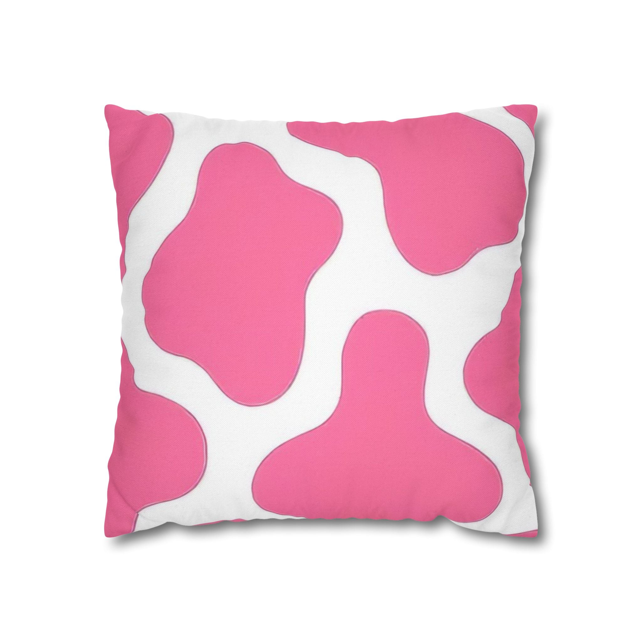 Pink and White Cow Print Throw Pillow, Artsulli - Art is Long, Life is Short, Home Decor, Size, 16" × 16", , , , , 26344461507295453380