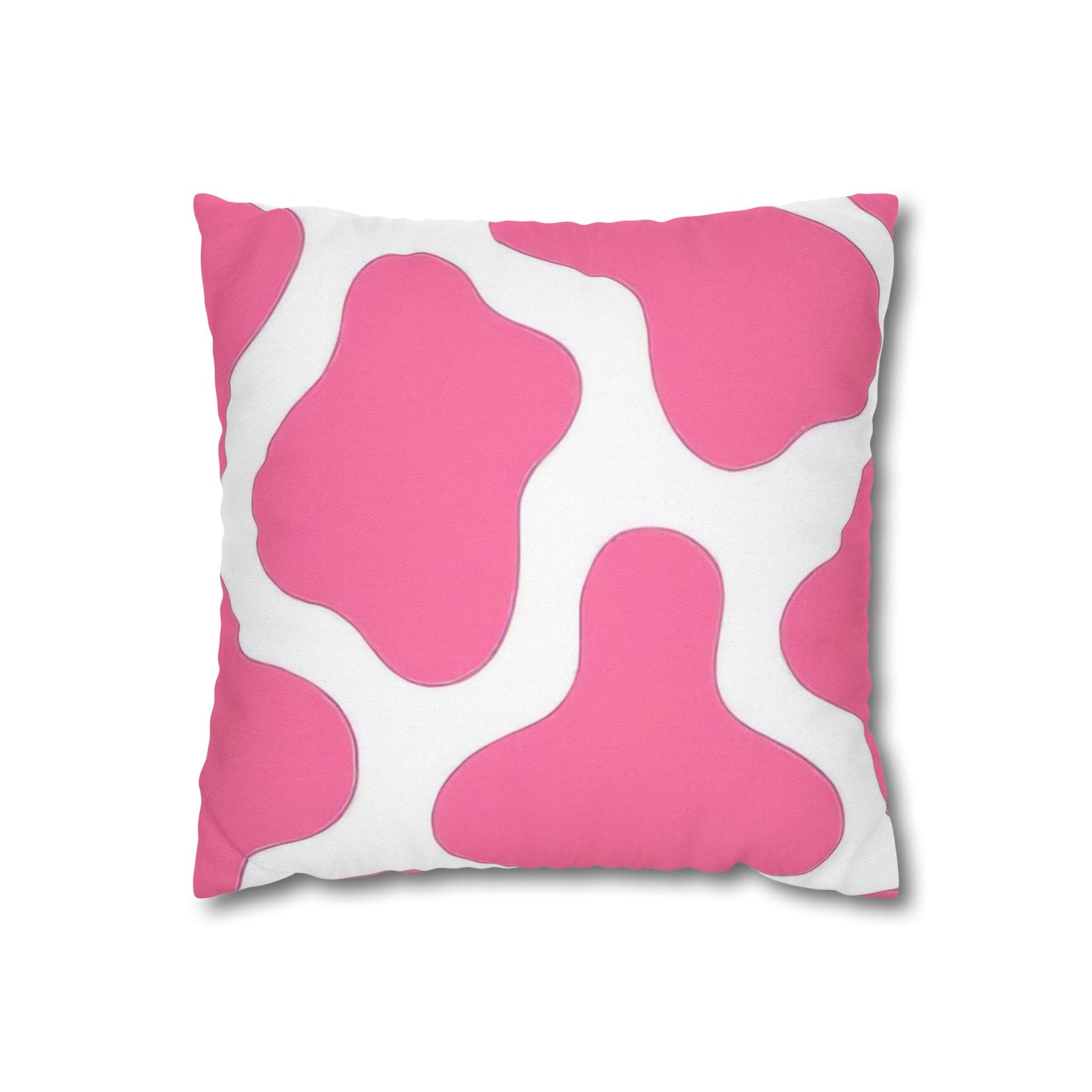Pink and White Cow Print Throw Pillowcase, Artsulli - Art is Long, Life is Short, Home Decor, Size, 14" × 14", , , , , 11758128522333809361