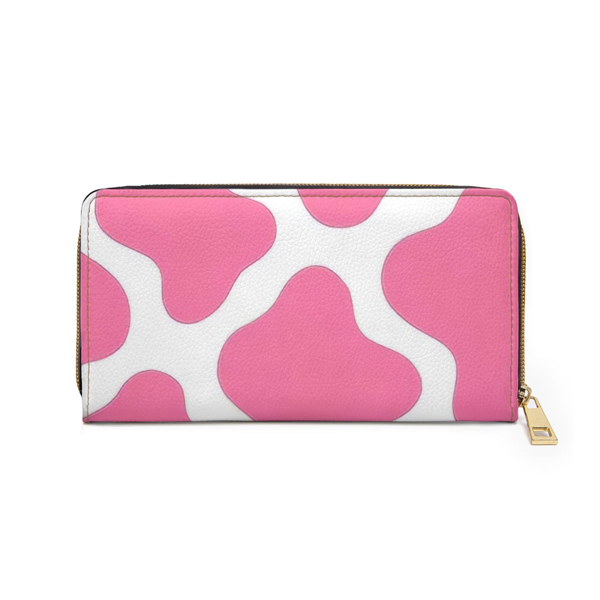 Pink and White Cow Print Zippered Wallet, Artsulli - Art is Long, Life is Short, Accessories, , , , , , , 