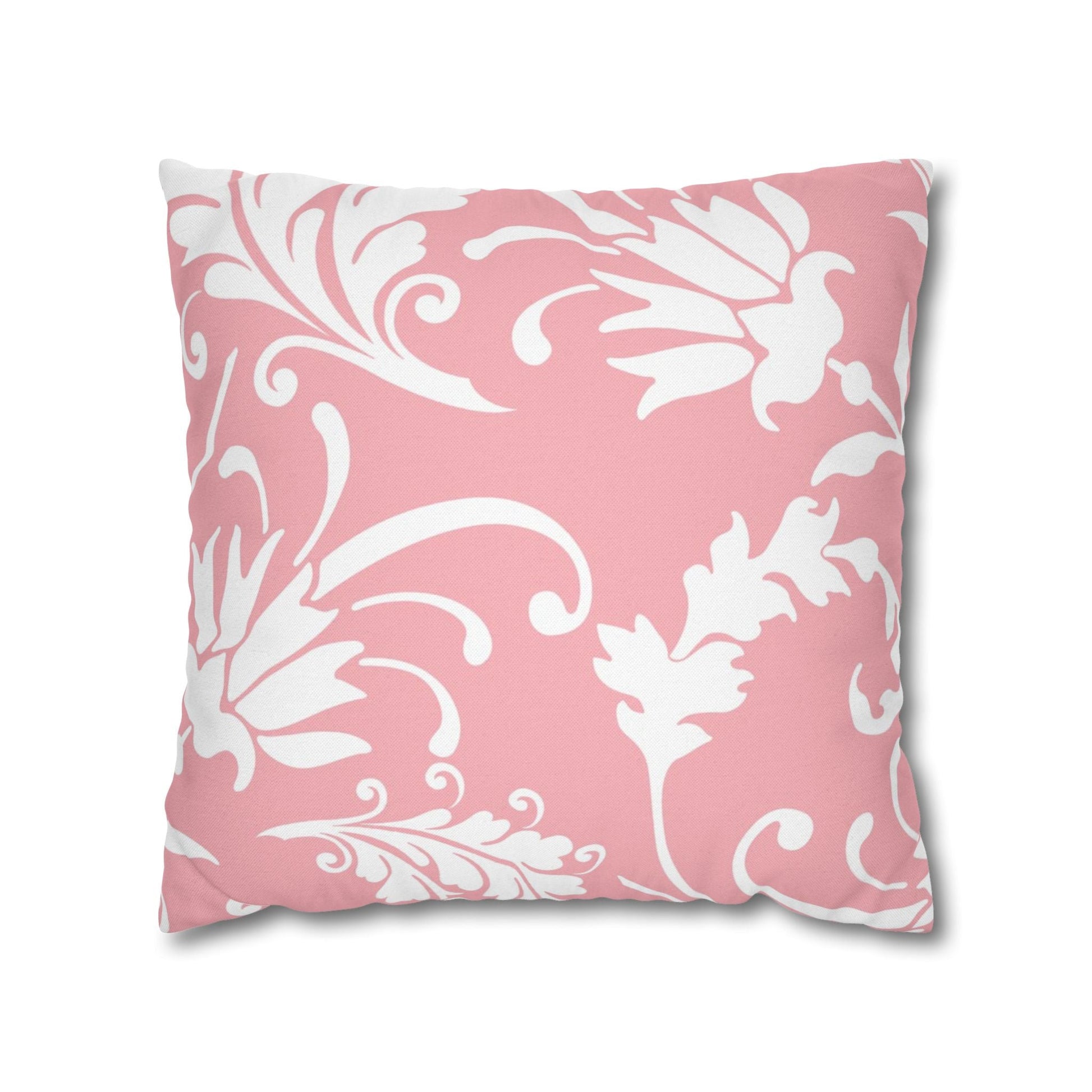 Pink and White Floral Damask Throw Pillow, Artsulli - Art is Long, Life is Short, Home Decor, Size, 18" × 18", , , , , 23735917501821247870