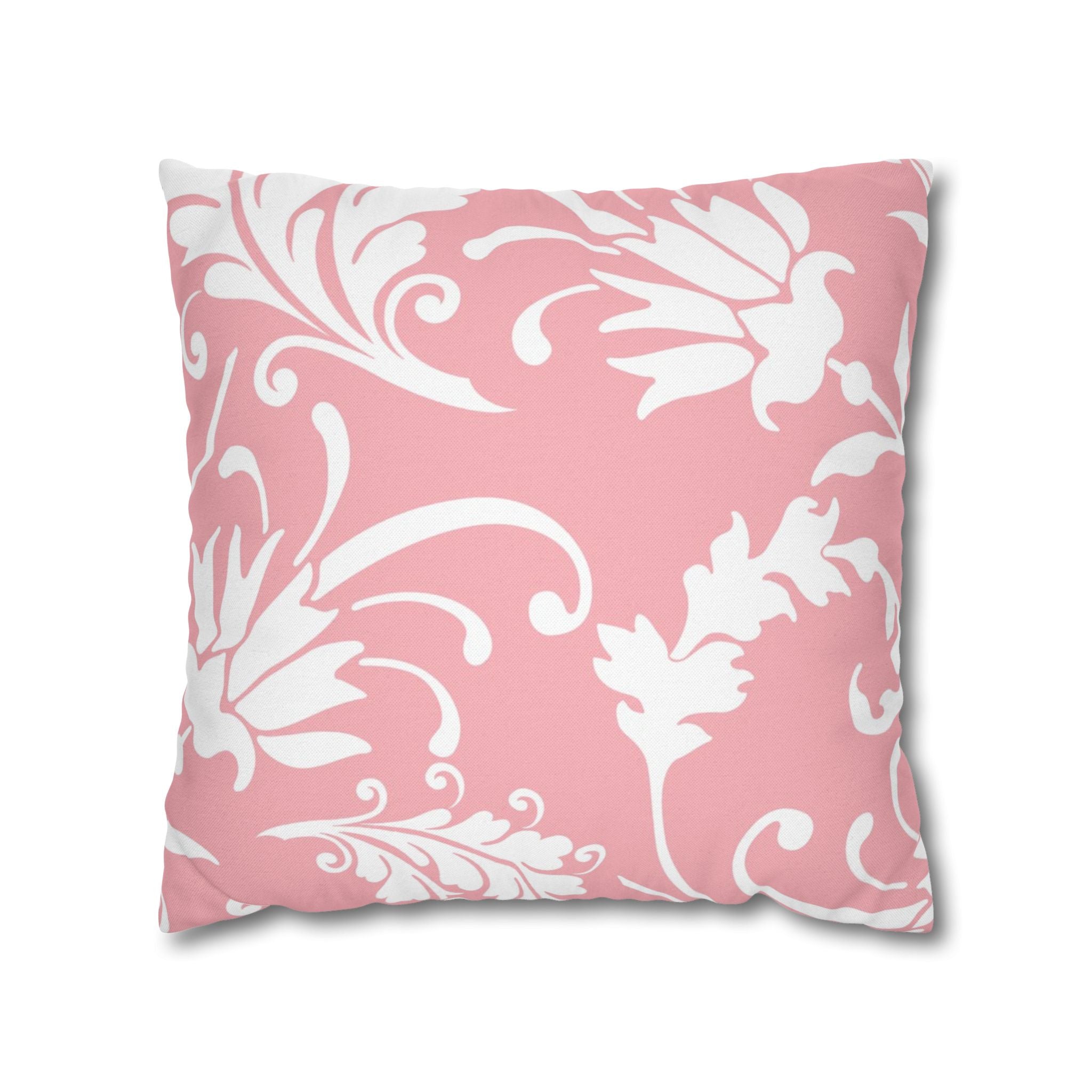 Pink and White Floral Damask Throw Pillow, Artsulli - Art is Long, Life is Short, Home Decor, Size, 18" × 18", , , , , 23735917501821247870