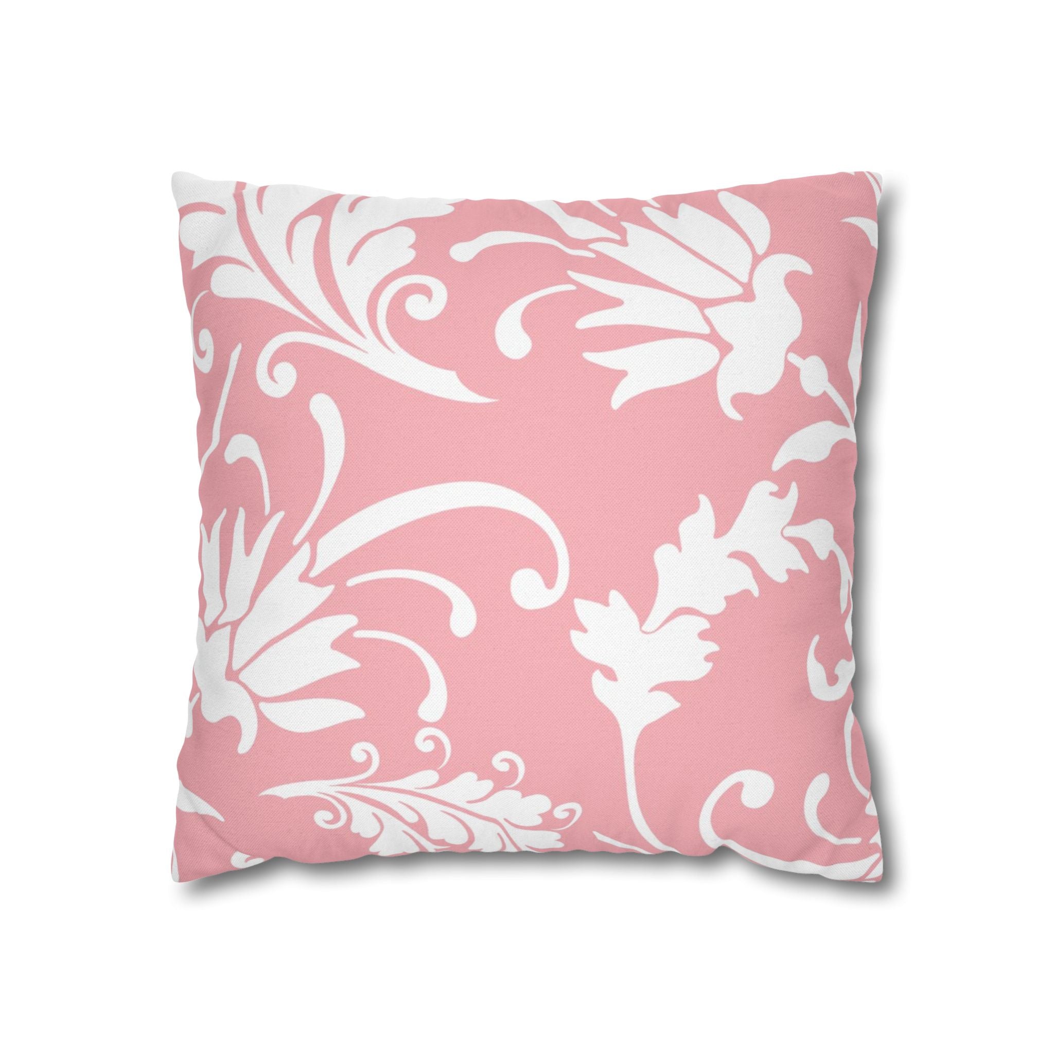Pink and White Floral Damask Throw Pillow, Artsulli - Art is Long, Life is Short, Home Decor, Size, 16" × 16", , , , , 20503358895877750781