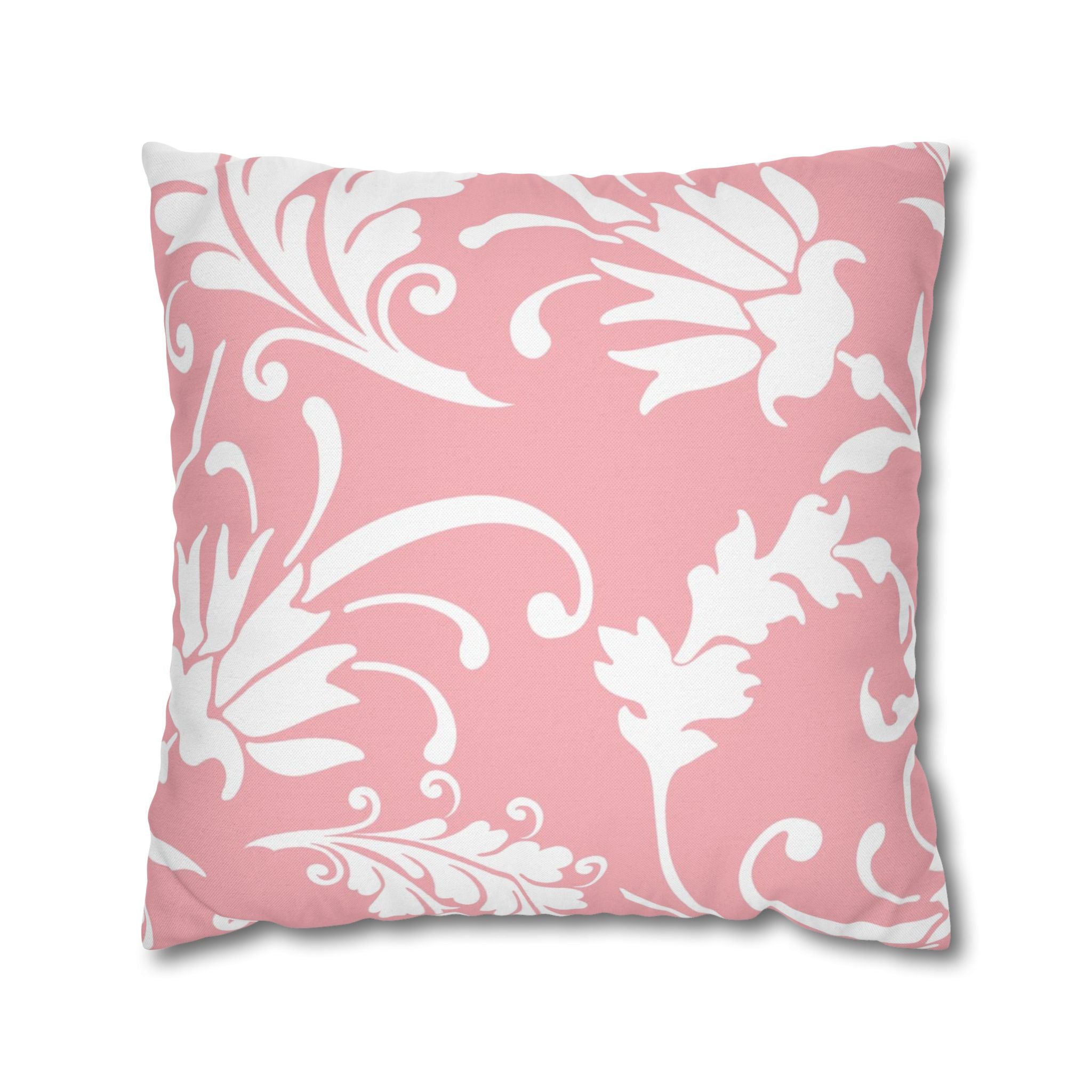 Pink and White Floral Damask Throw Pillow, Artsulli - Art is Long, Life is Short, Home Decor, Size, 20" × 20", , , , , 13467421539128638051