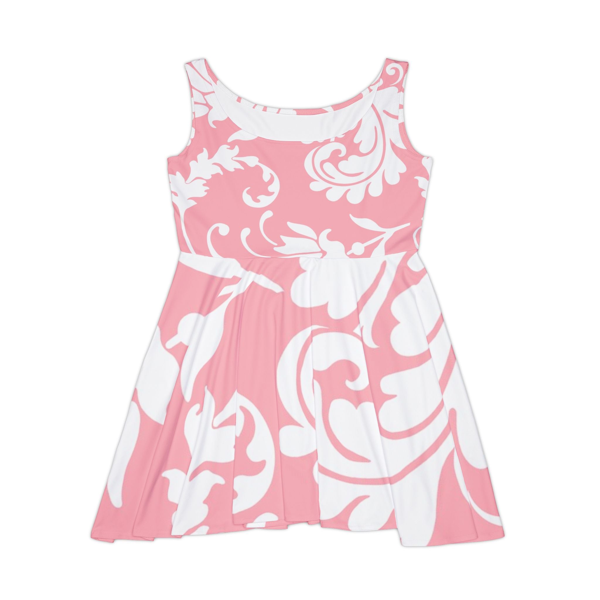 Pink and White Floral Skater Dress, Artsulli - Art is Long, Life is Short, All Over Prints, Size, XS, , , , , 52663452068662563148