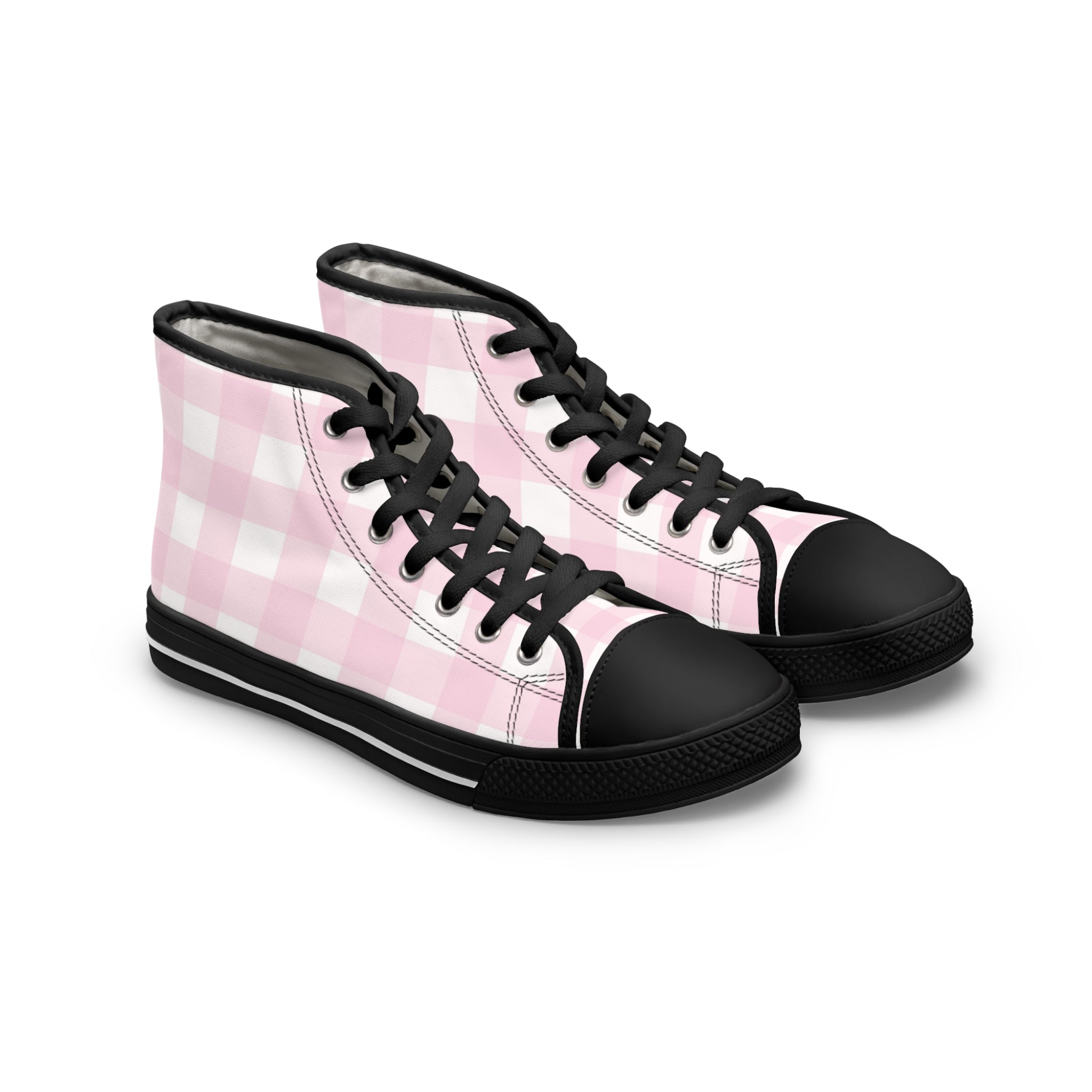 JAKKOUTTHEBXX Pink and White Gingham High Top Sneakers 2025