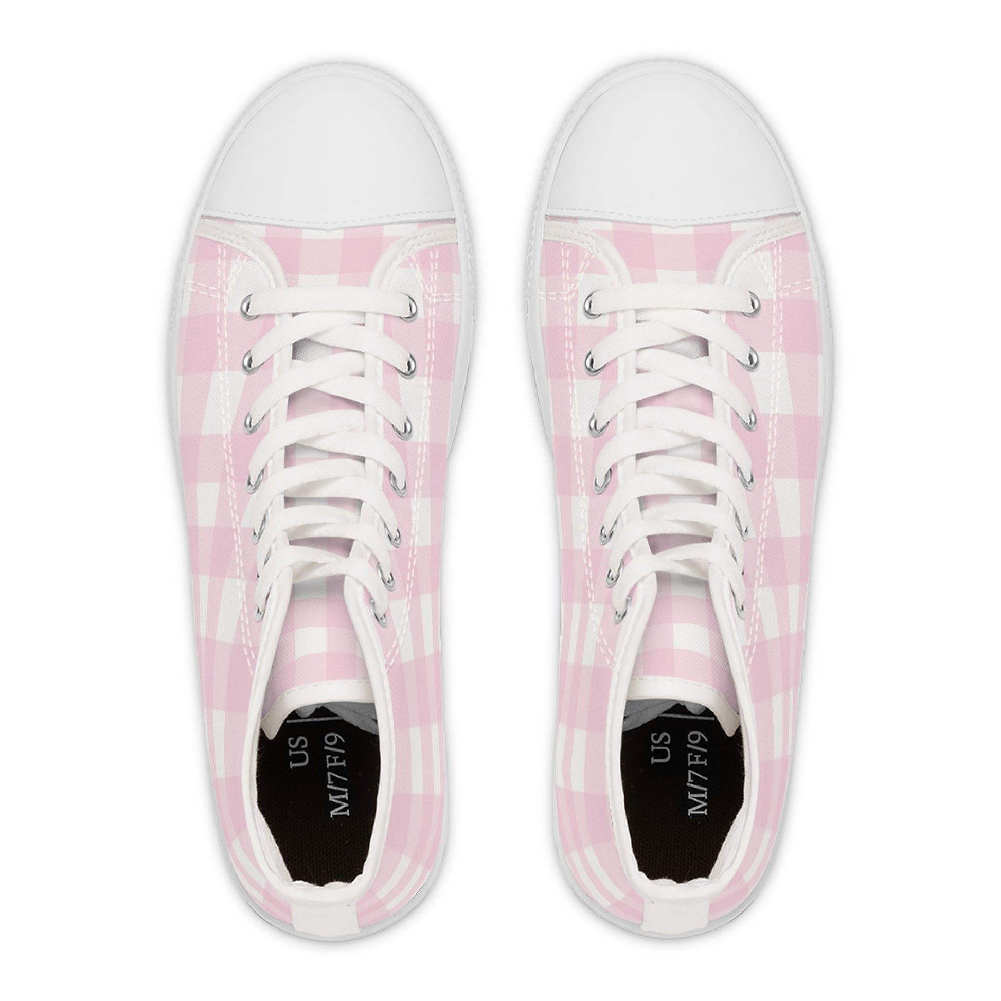 Pink and White Gingham High Top Sneakers, Artsulli - Art is Long, Life is Short, Shoes, , , , , , , 