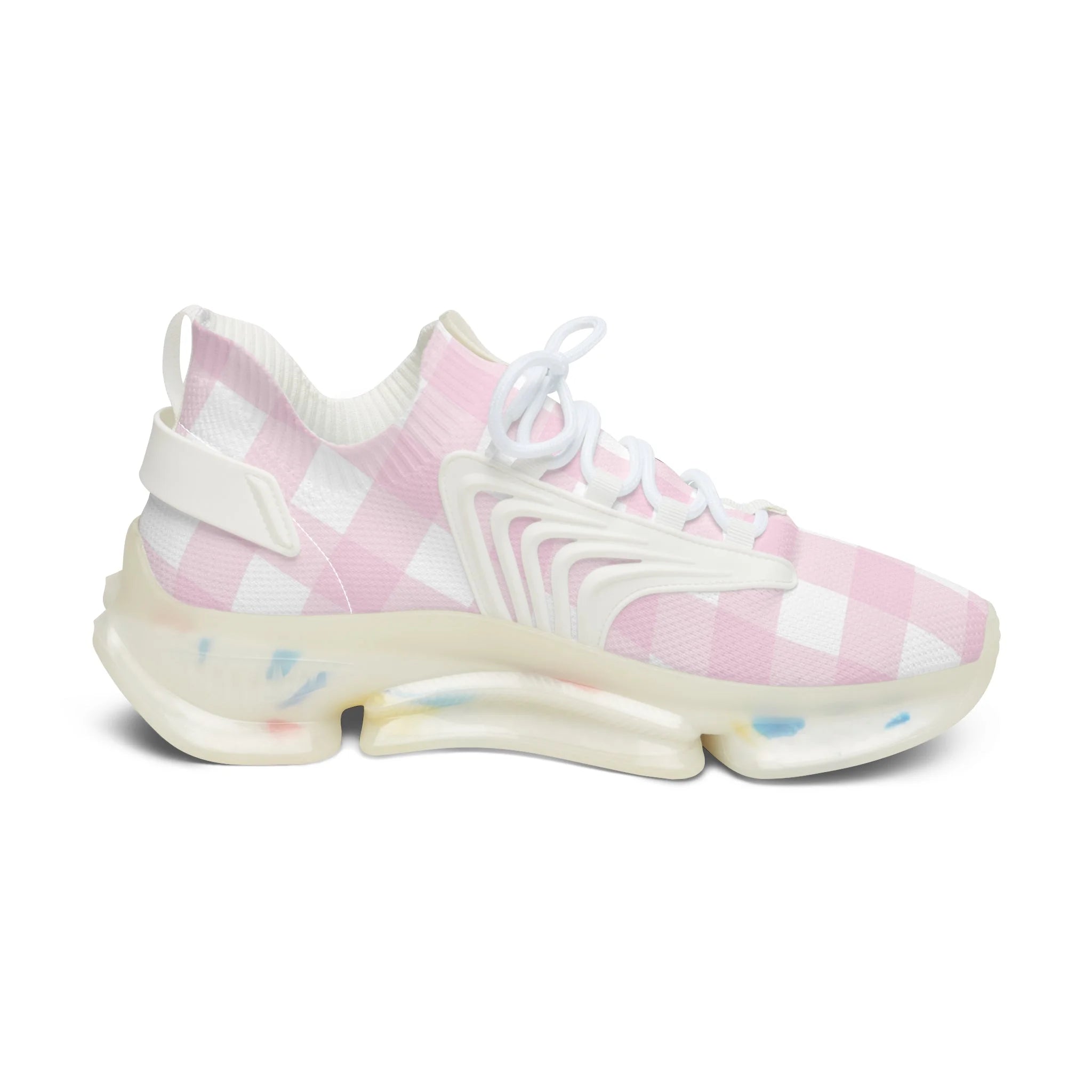 JAKKOUTTHEBXX Pink and White Gingham Mesh Sneakers 2025