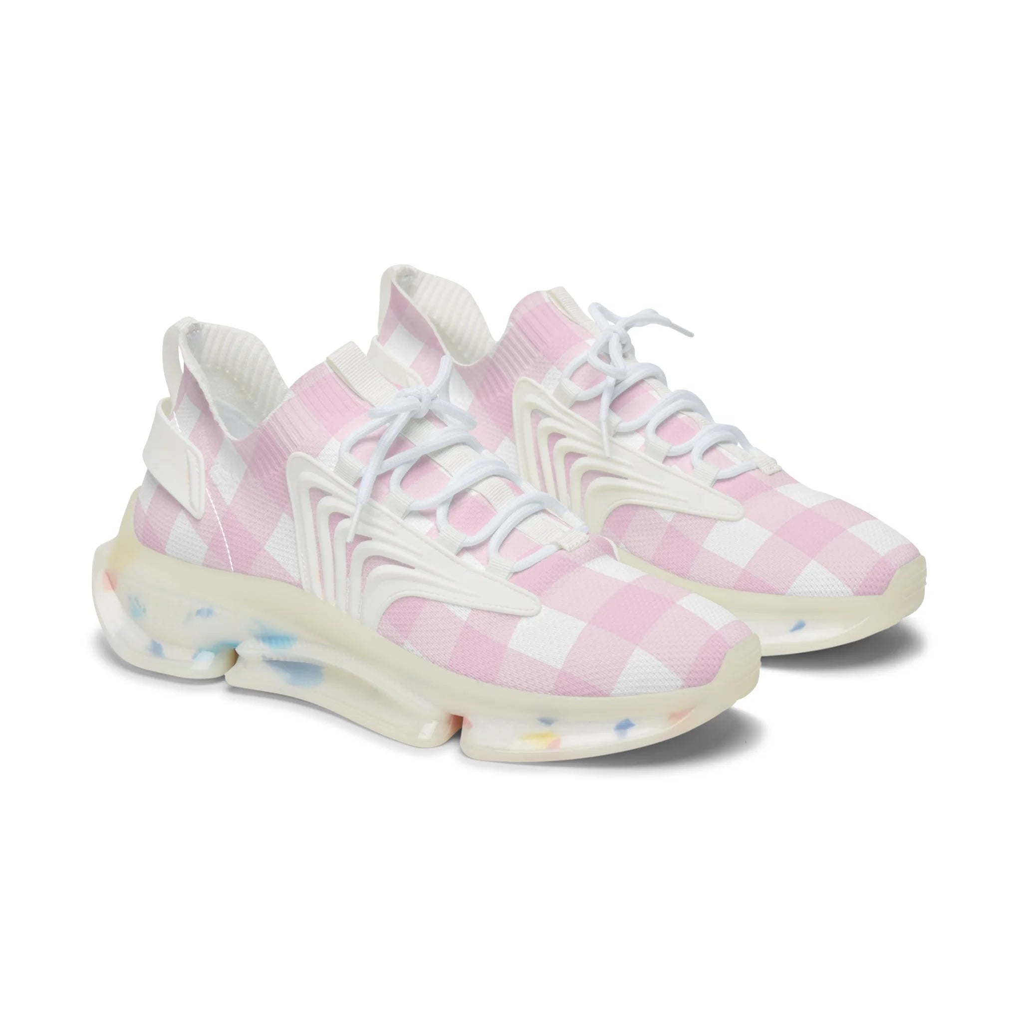 JAKKOUTTHEBXX Pink and White Gingham Mesh Sneakers 2025