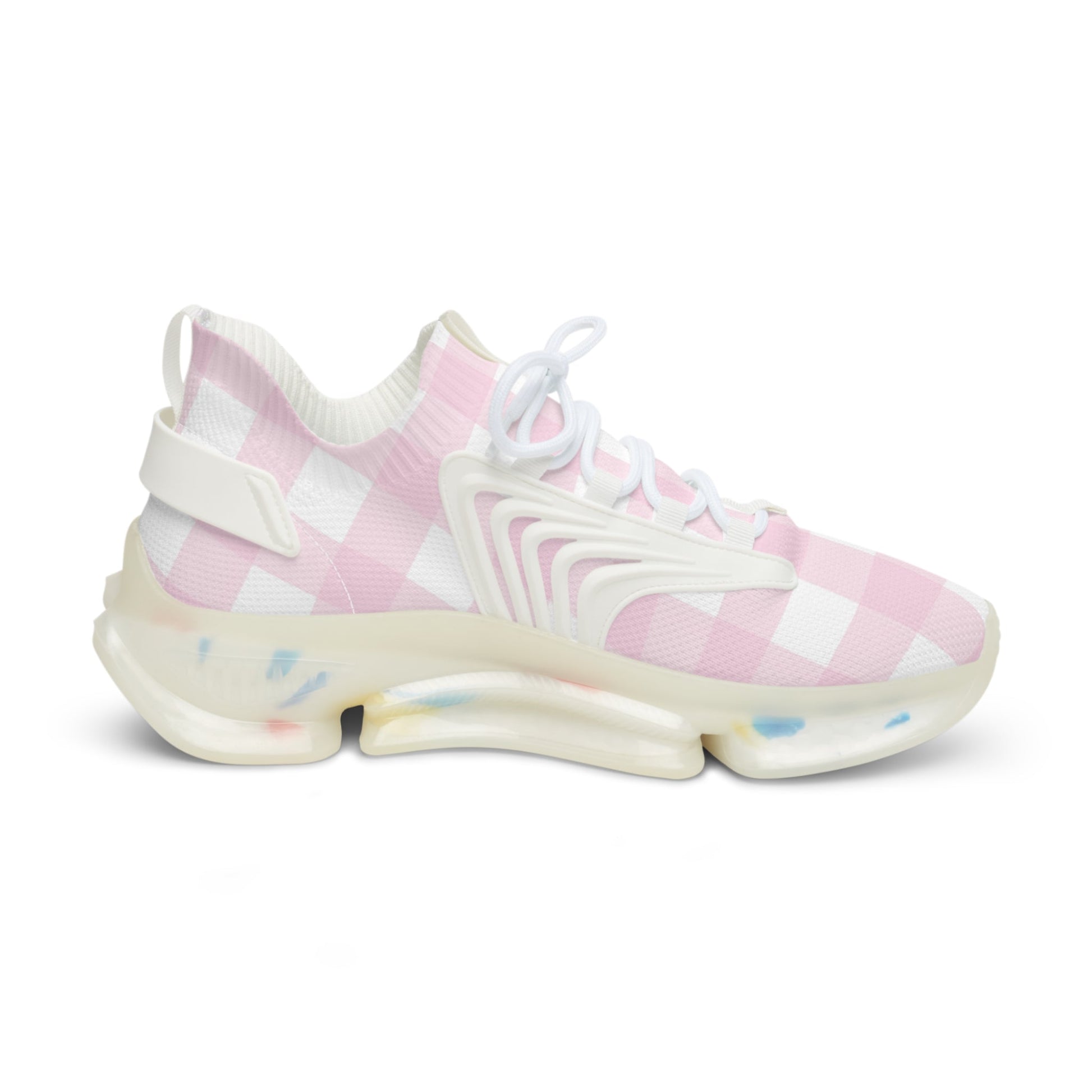 JAKKOUTTHEBXX Pink and White Gingham Mesh Sneakers 2025
