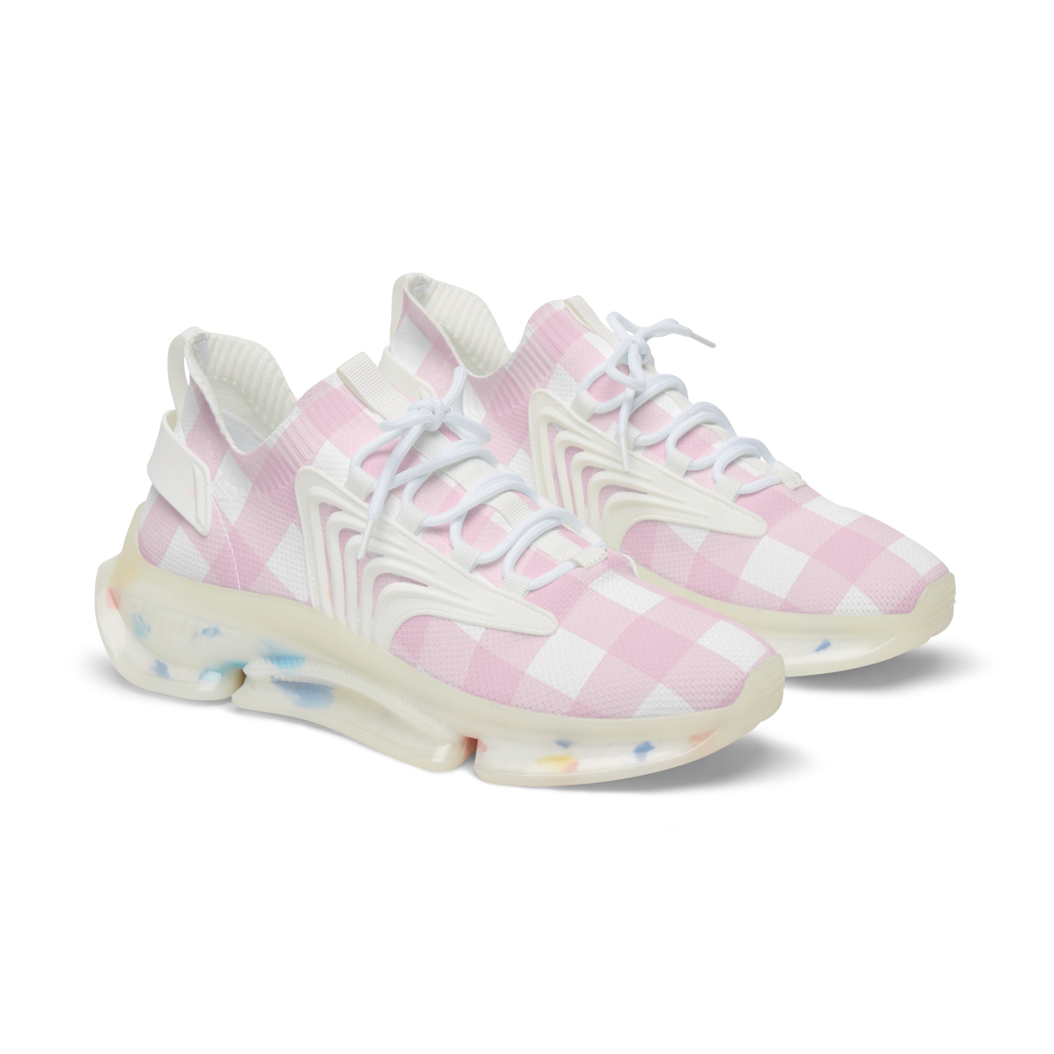 JAKKOUTTHEBXX Pink and White Gingham Mesh Sneakers 2025