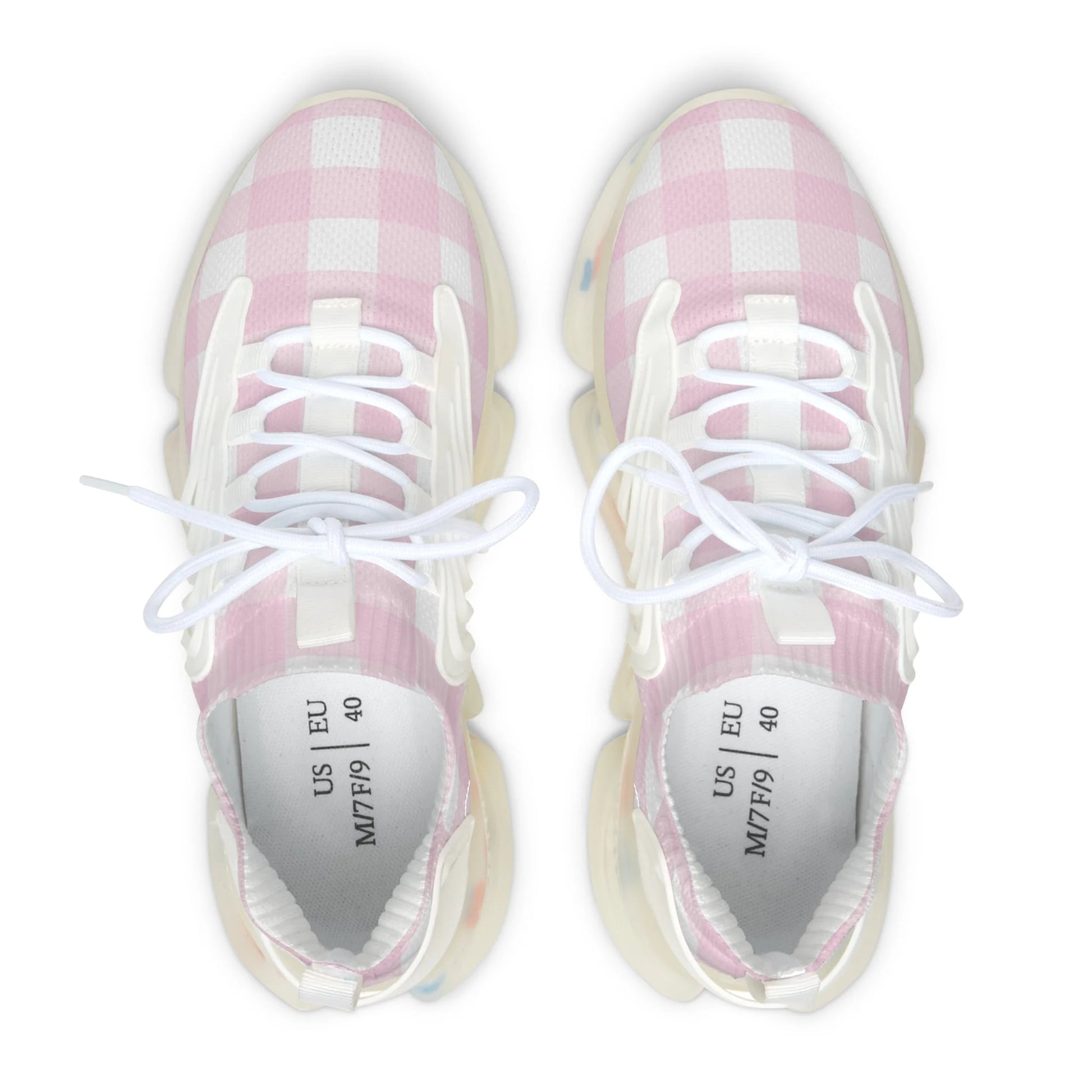 JAKKOUTTHEBXX Pink and White Gingham Mesh Sneakers 2025