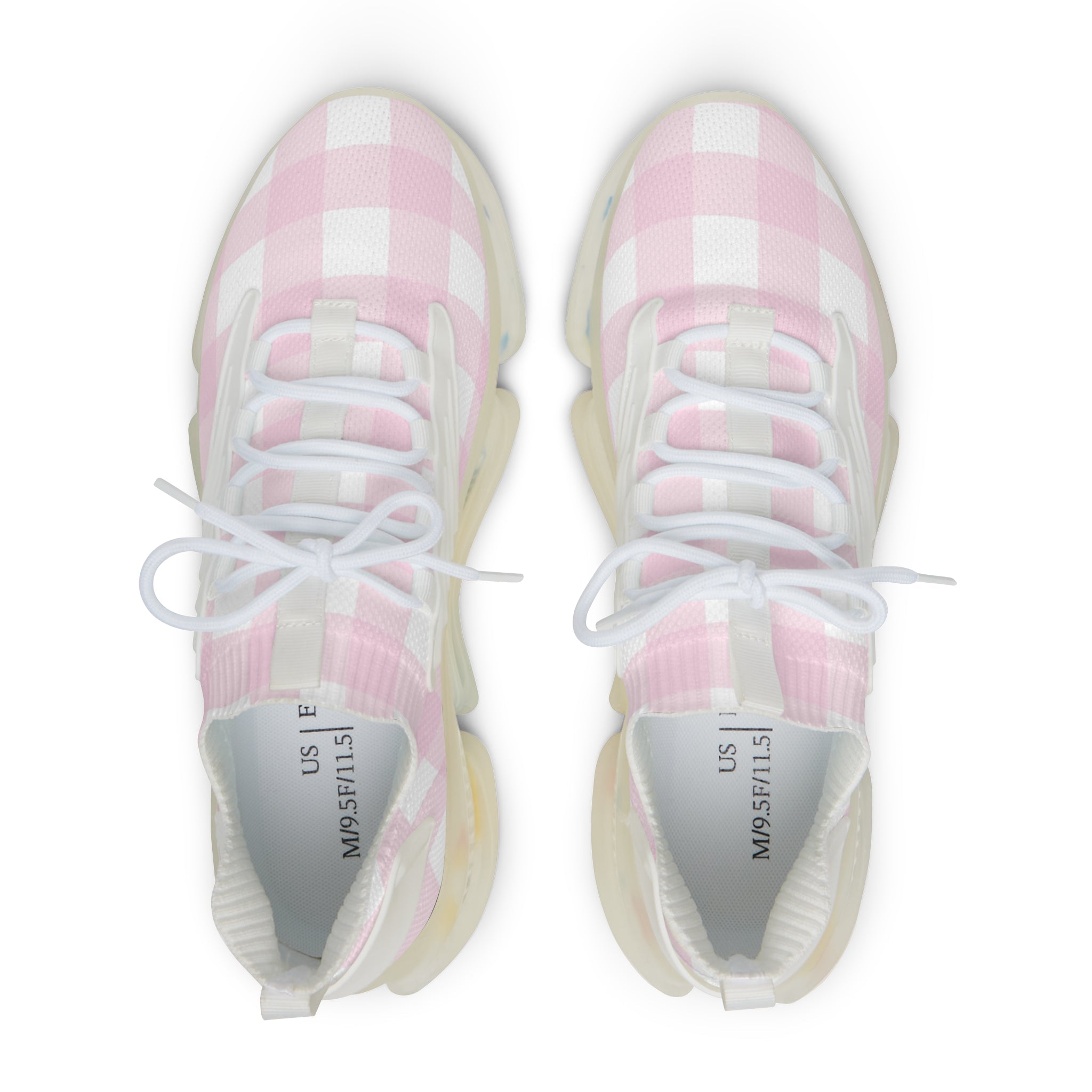 JAKKOUTTHEBXX Pink and White Gingham Mesh Sneakers 2025