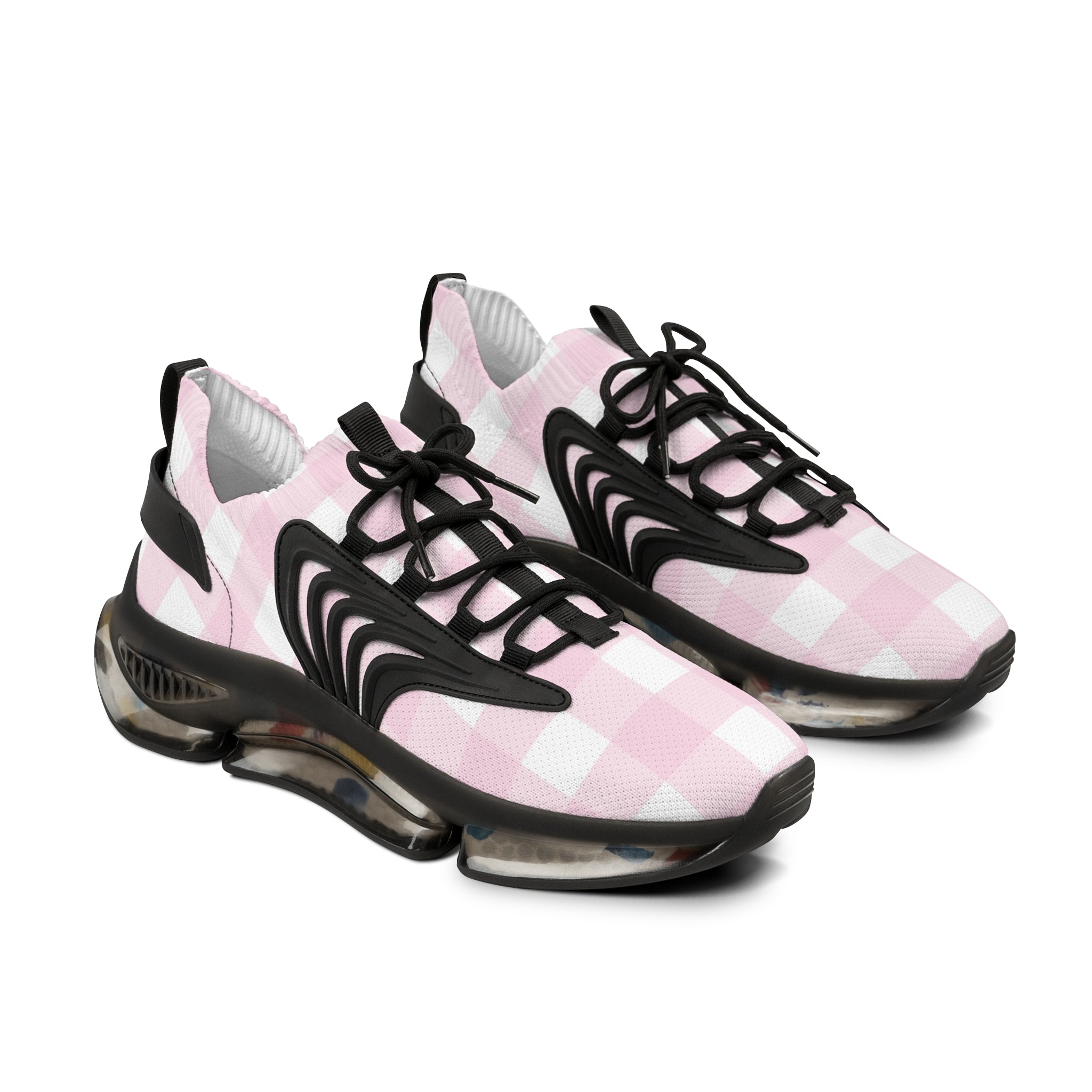 JAKKOUTTHEBXX Pink and White Gingham Mesh Sneakers 2025