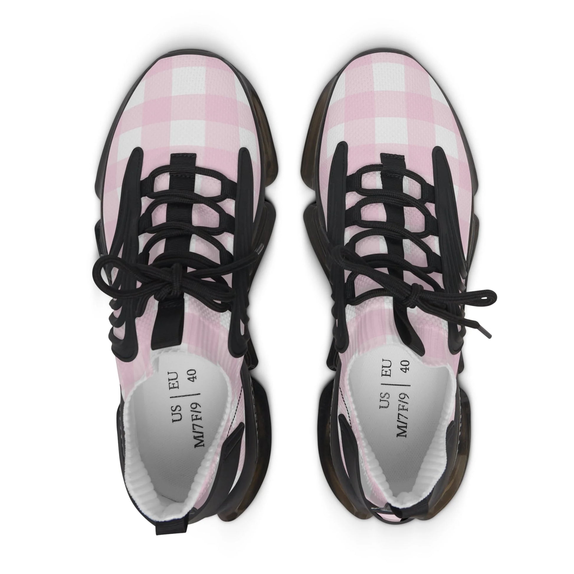 JAKKOUTTHEBXX Pink and White Gingham Mesh Sneakers 2025