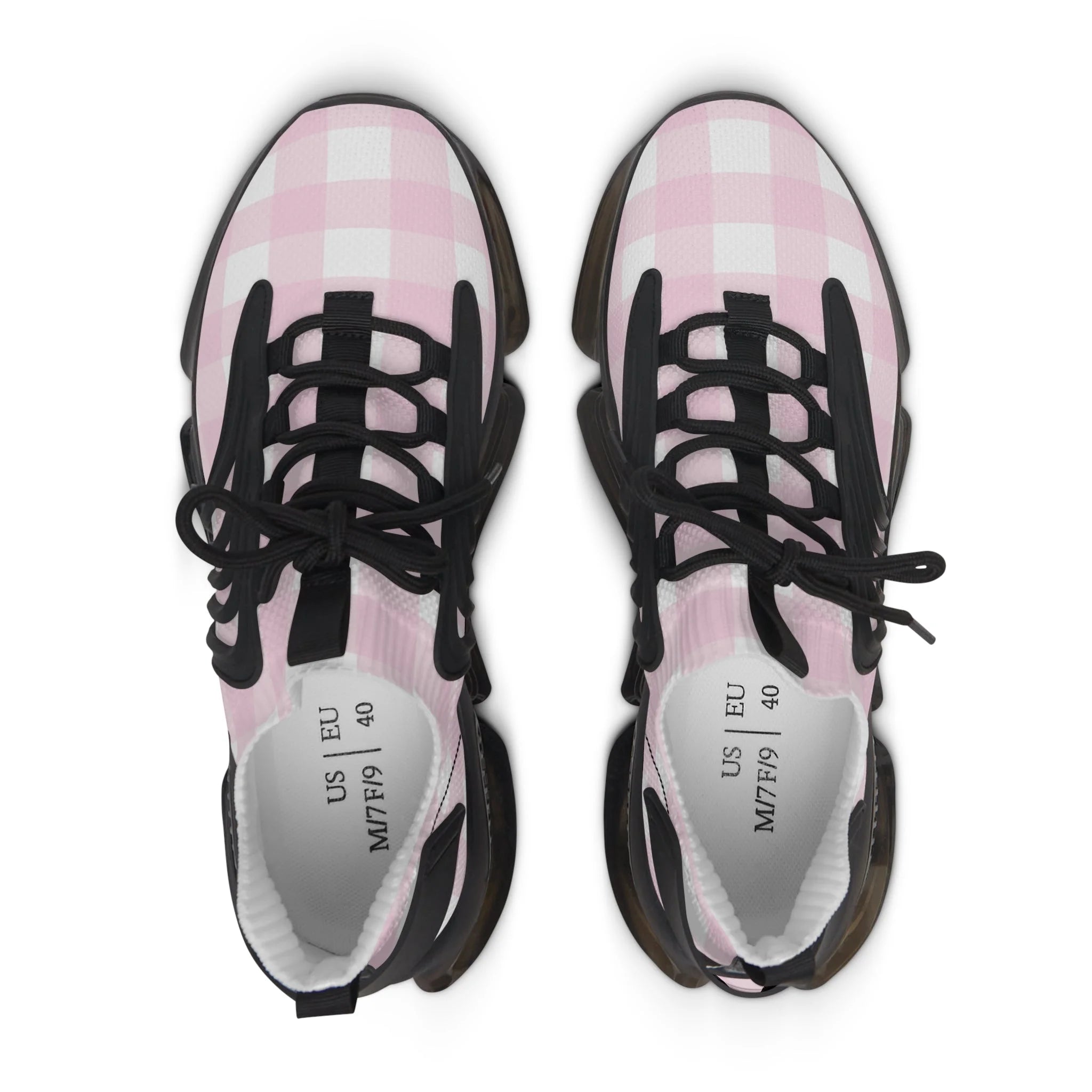JAKKOUTTHEBXX Pink and White Gingham Mesh Sneakers 2025