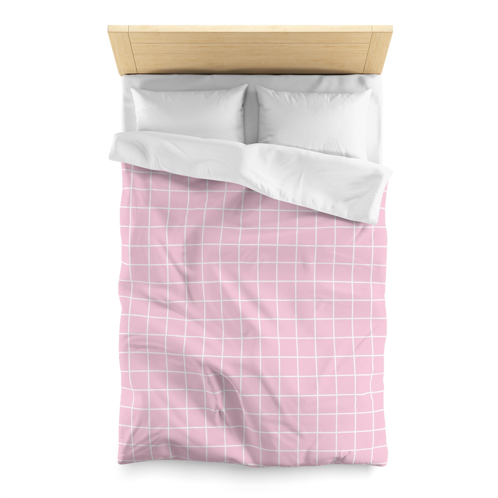 JAKKOUTTHEBXX Pink and White Grid Duvet Cover 2025