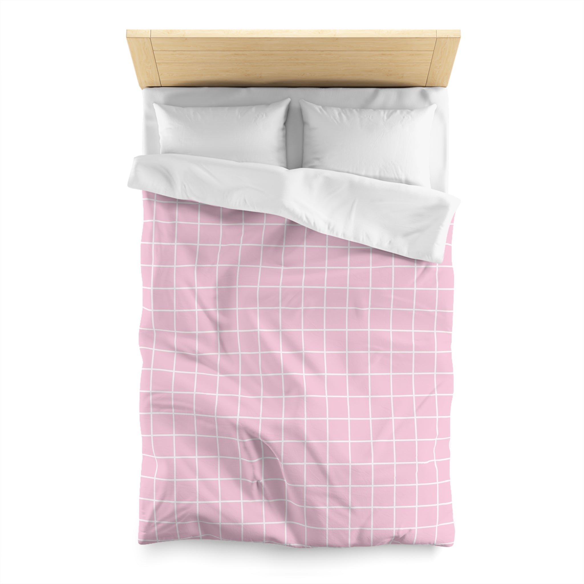 JAKKOUTTHEBXX Pink and White Grid Duvet Cover 2025