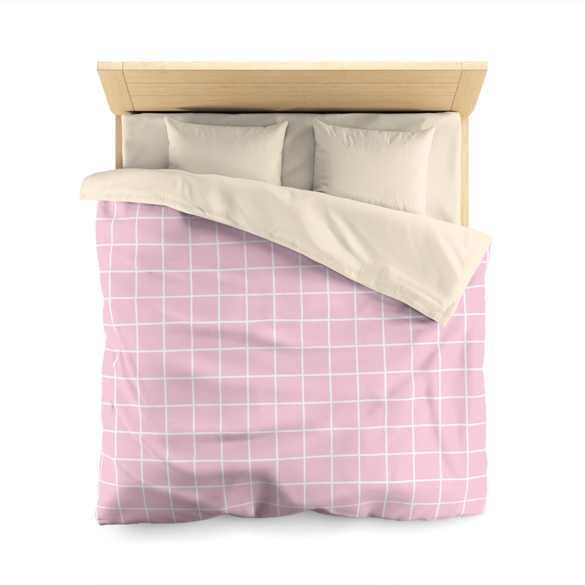 JAKKOUTTHEBXX Pink and White Grid Duvet Cover 2025