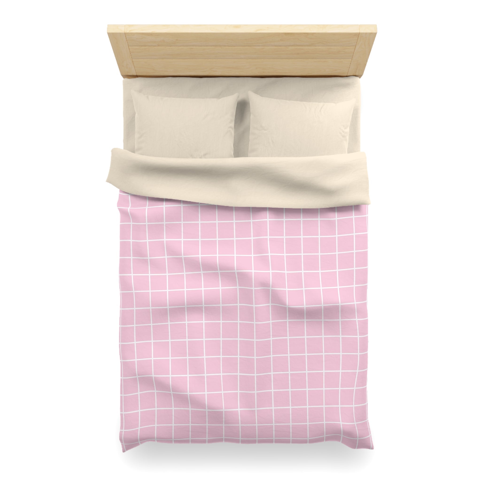 JAKKOUTTHEBXX Pink and White Grid Duvet Cover 2025