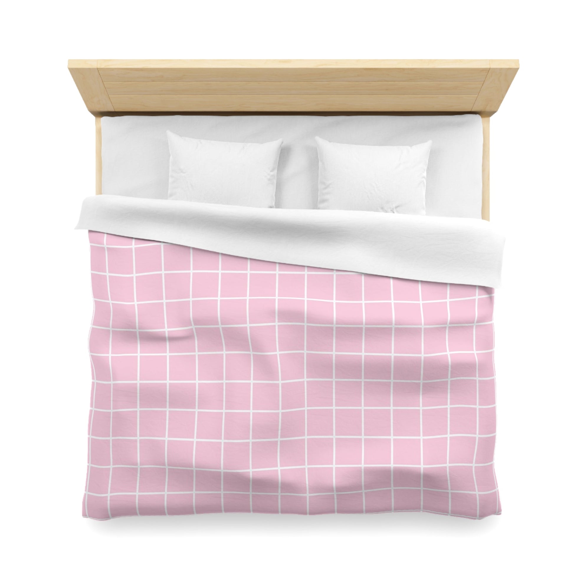 JAKKOUTTHEBXX Pink and White Grid Duvet Cover 2025