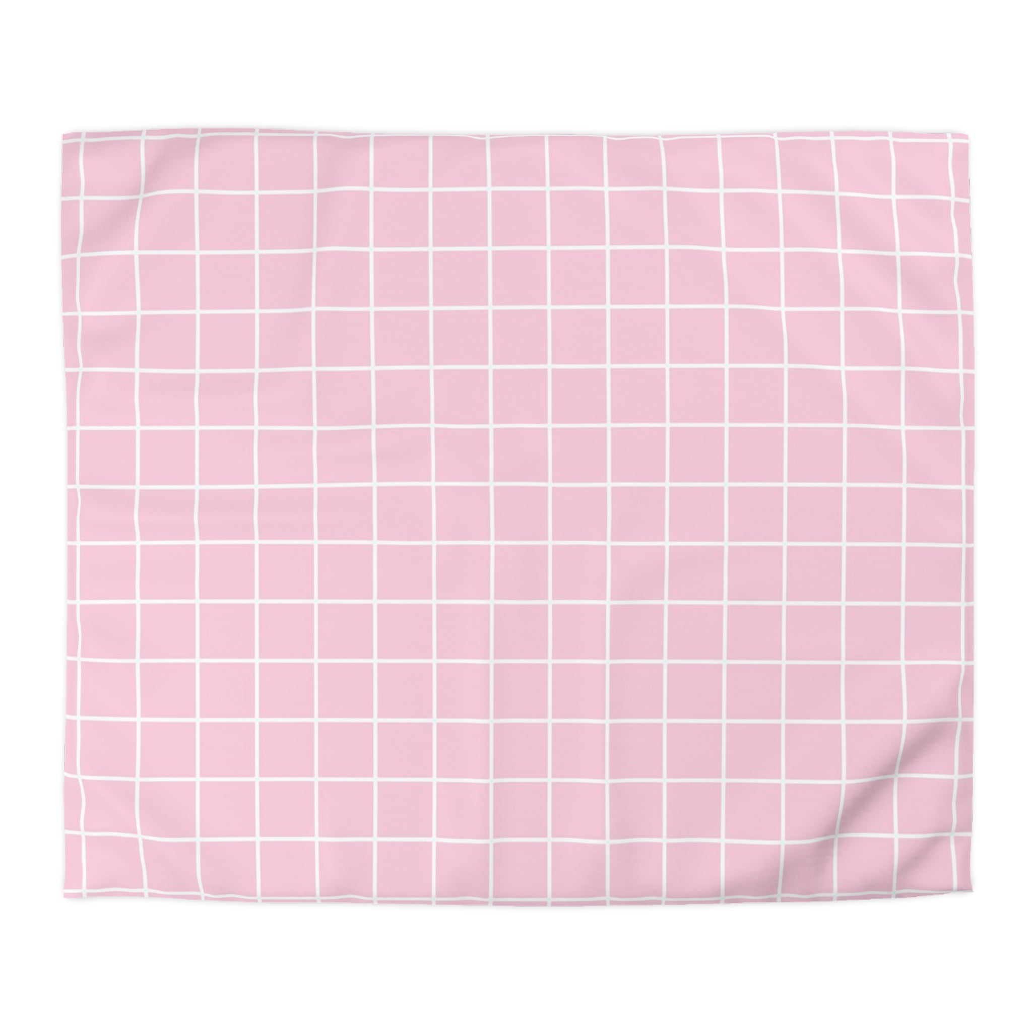 JAKKOUTTHEBXX Pink and White Grid Duvet Cover 2025